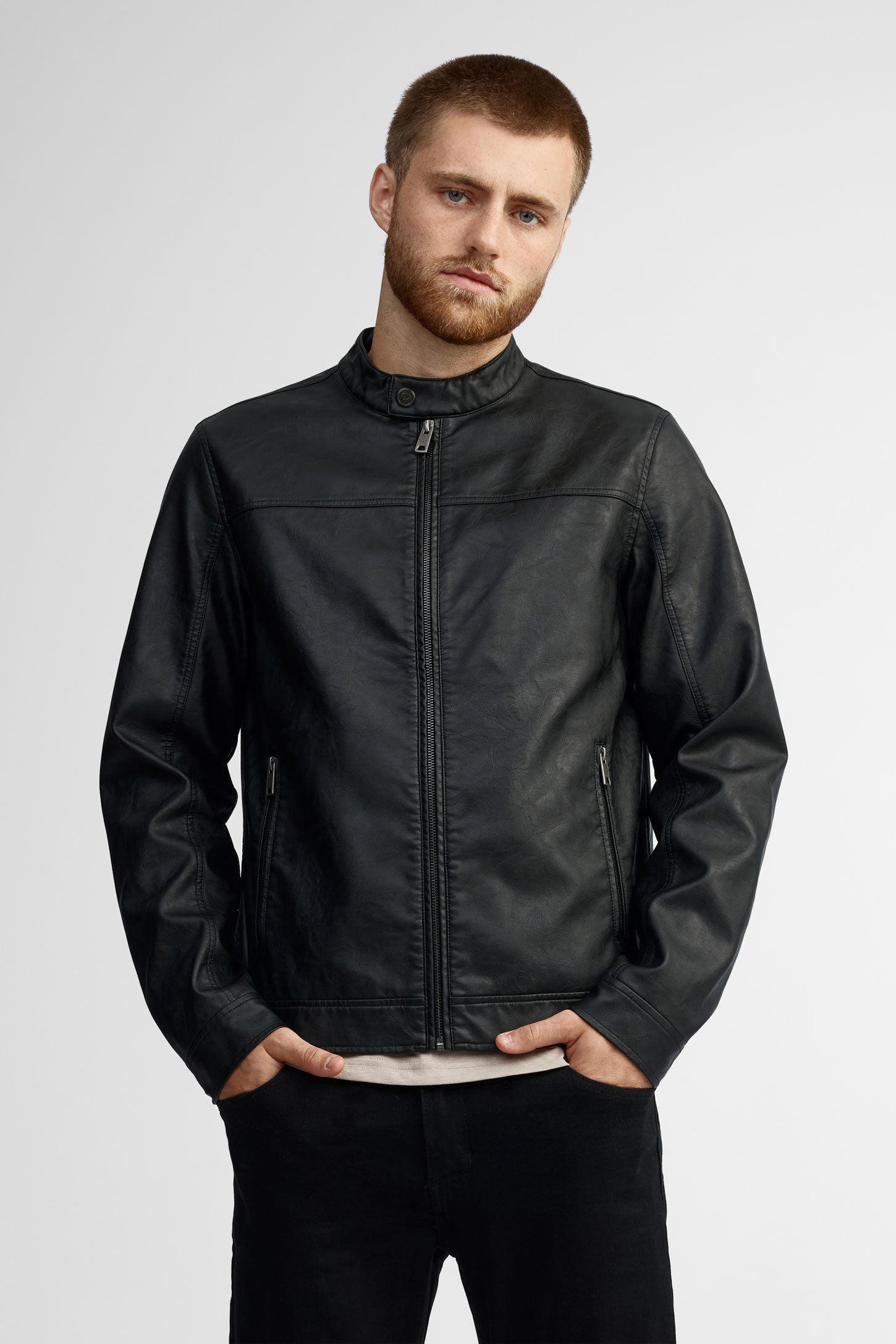 Manteau faux cuir - Homme && NOIR