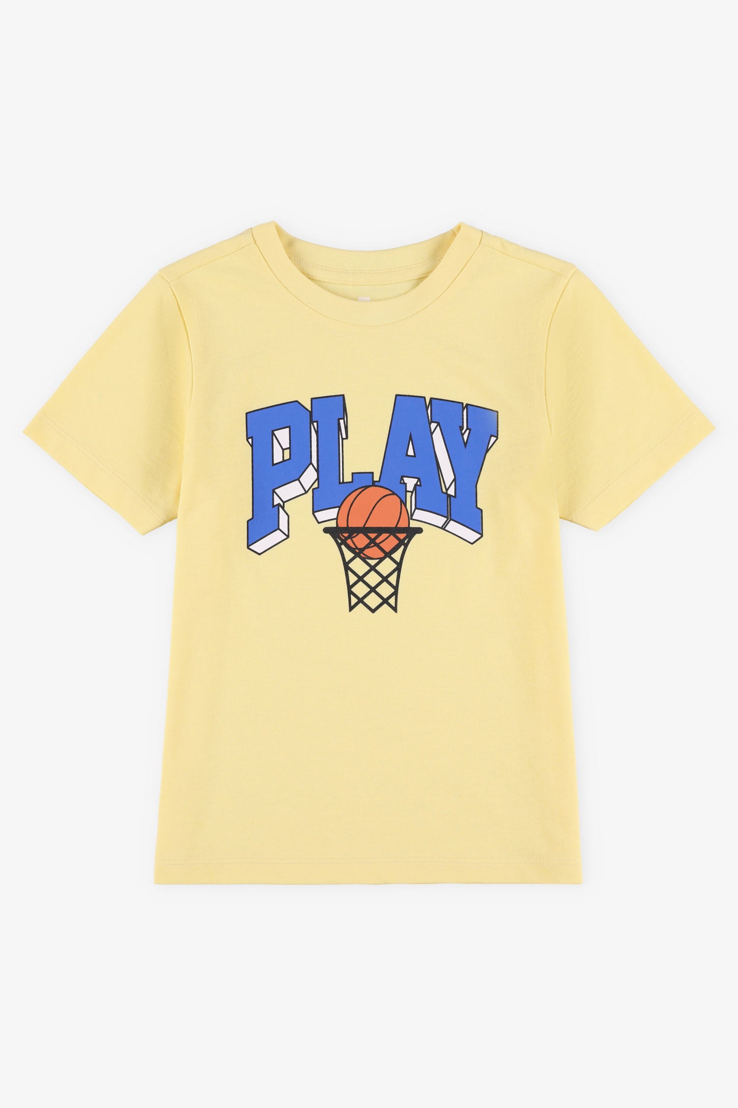 T-shirt col rond en coton, 2/20$ - Enfant garçon && JAUNE