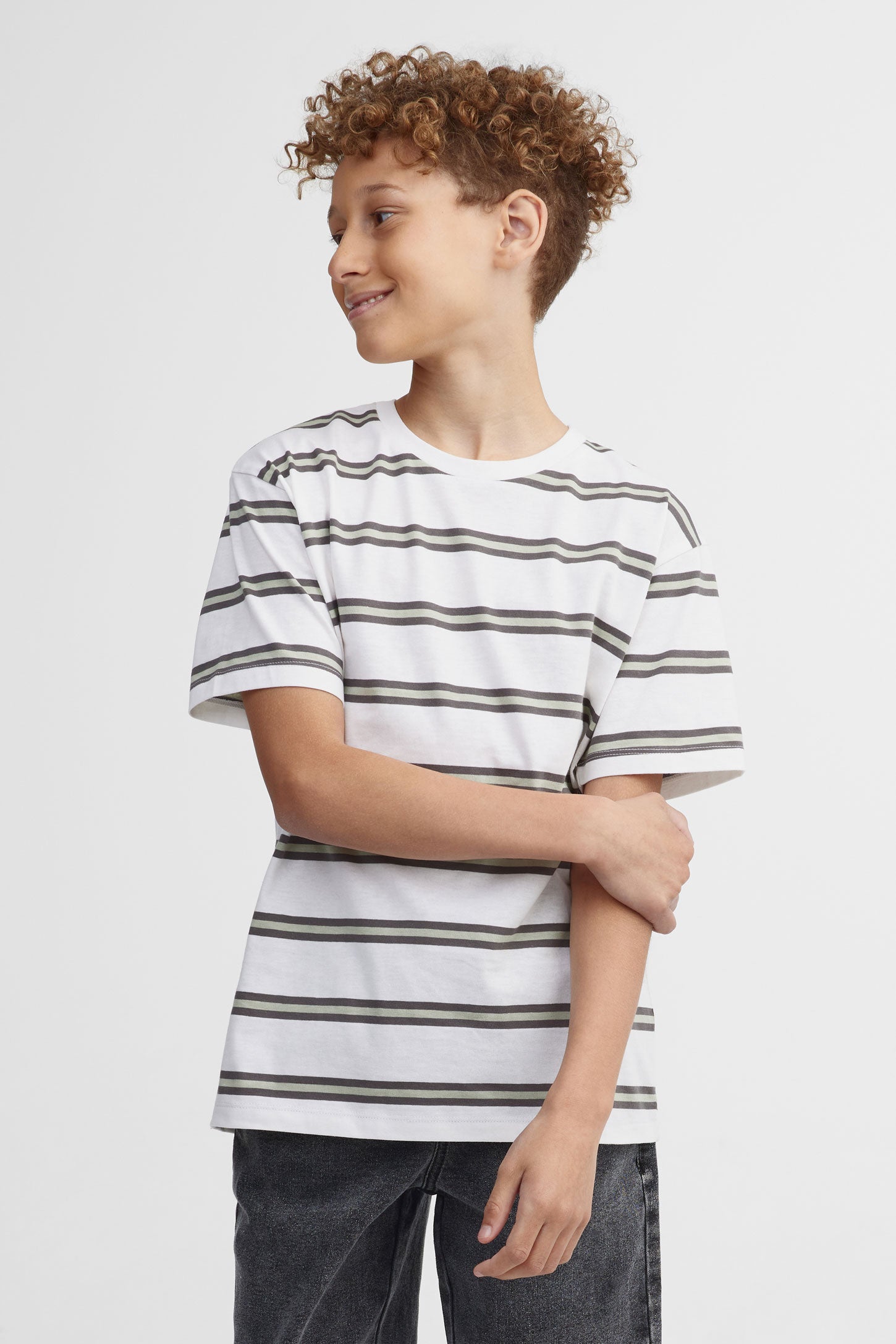 T-shirt rayé coupe ample en coton, 2/25$ - Ado garçon && BLANC MULTI