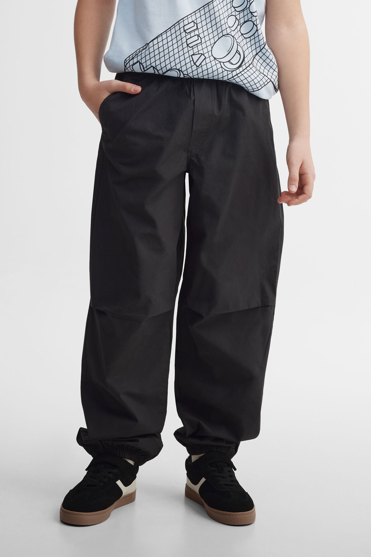 Pantalon parachute coton - Ado garçon && NOIR