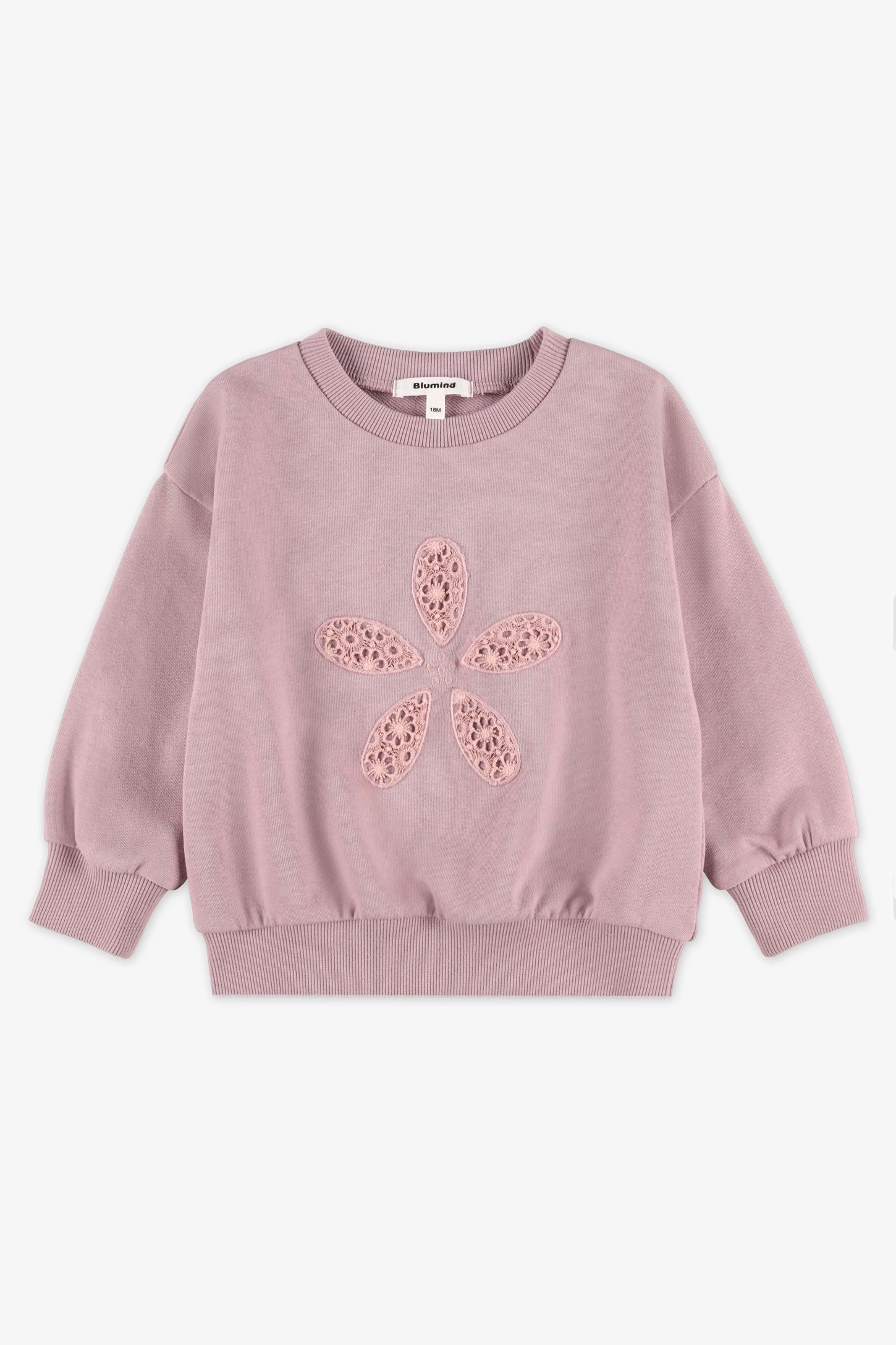 Chandail col rond coton ouaté, 2T-3T - Bébé fille && MAUVE