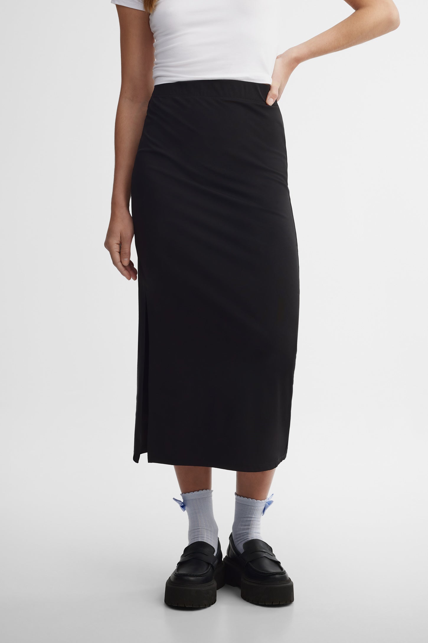 Jupe midi coupe ajustée - Femme && NOIR