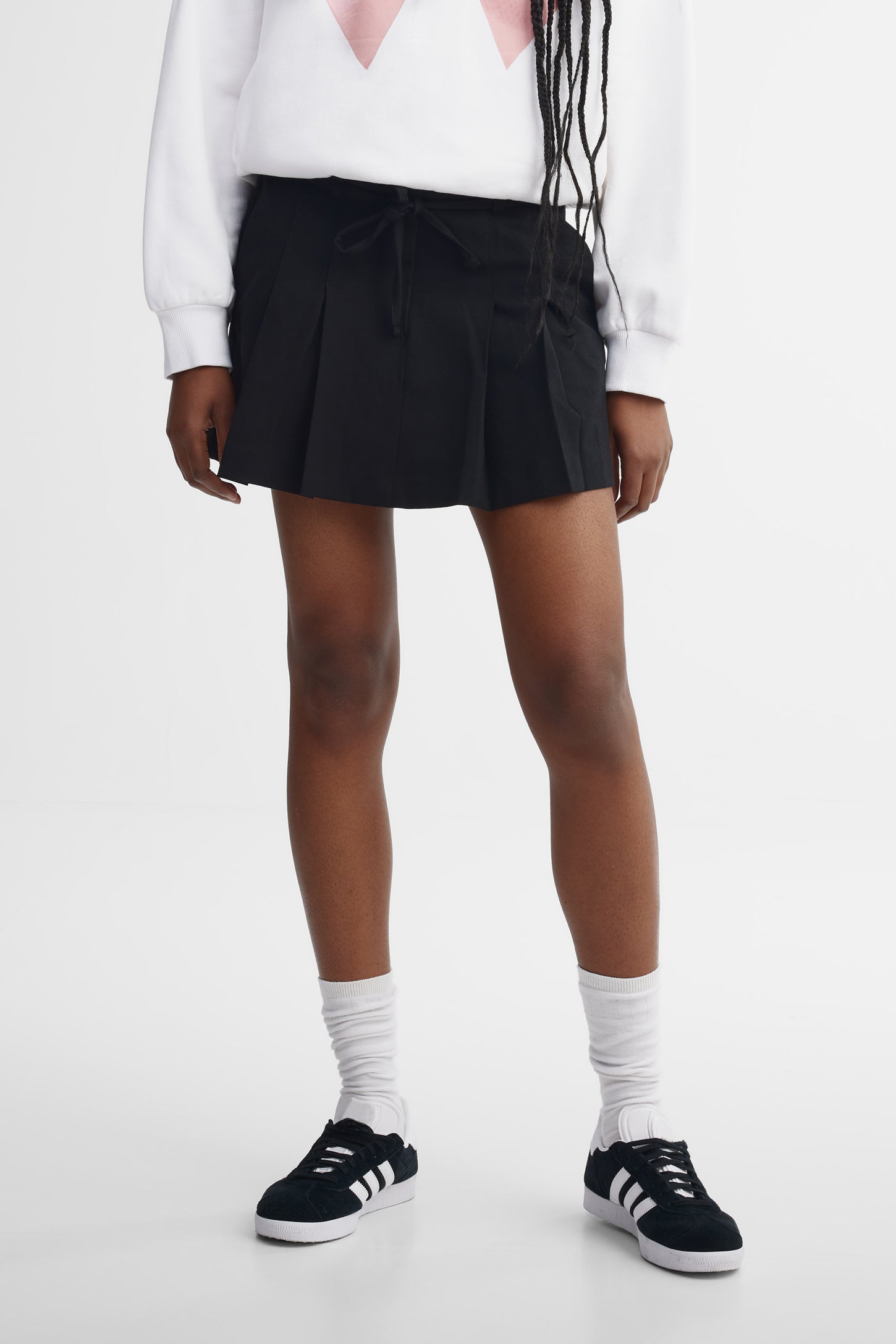 Mini jupe-short à plis creux - Femme && NOIR