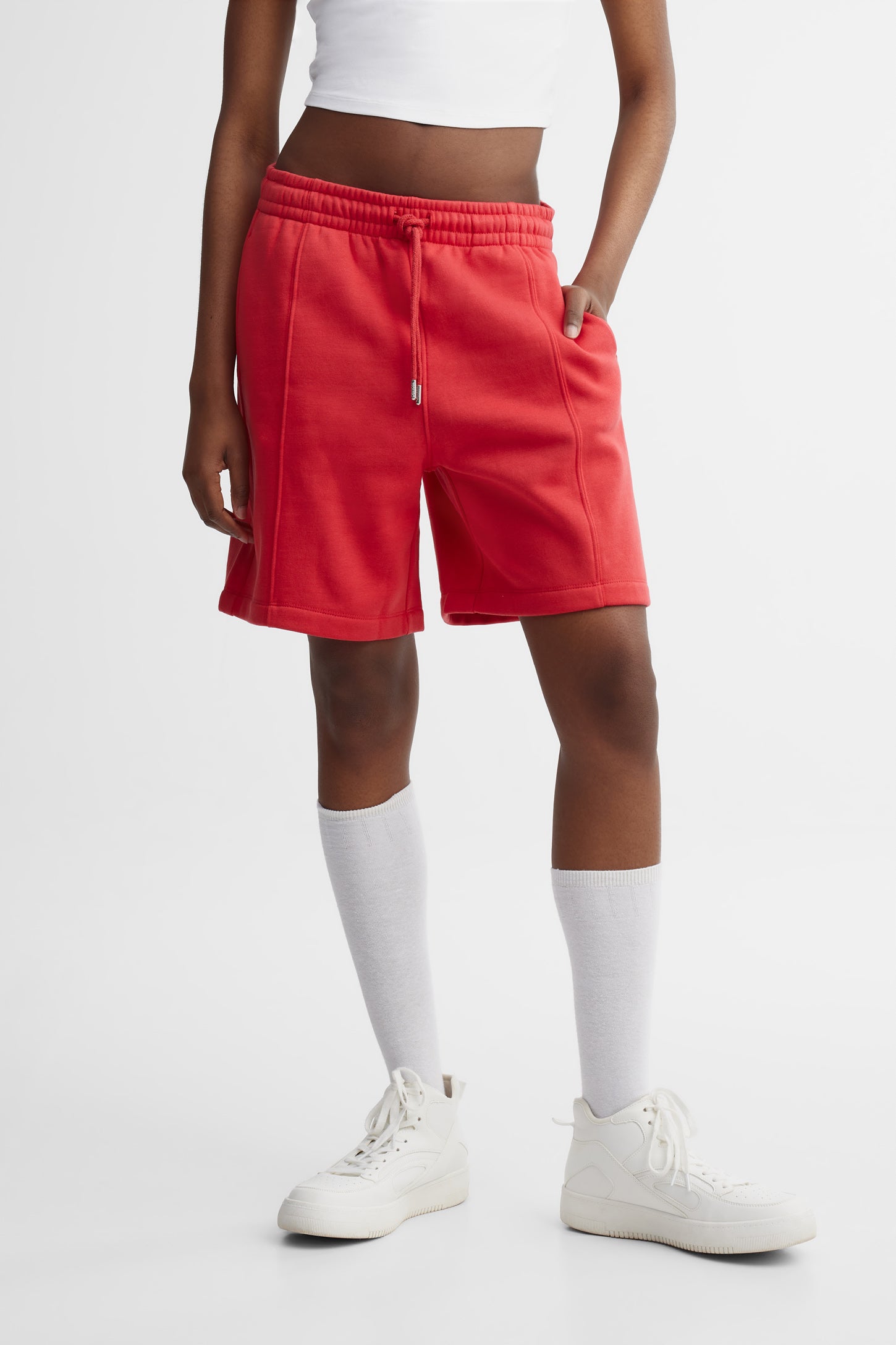 Bermuda coton ouaté - Femme && ROUGE