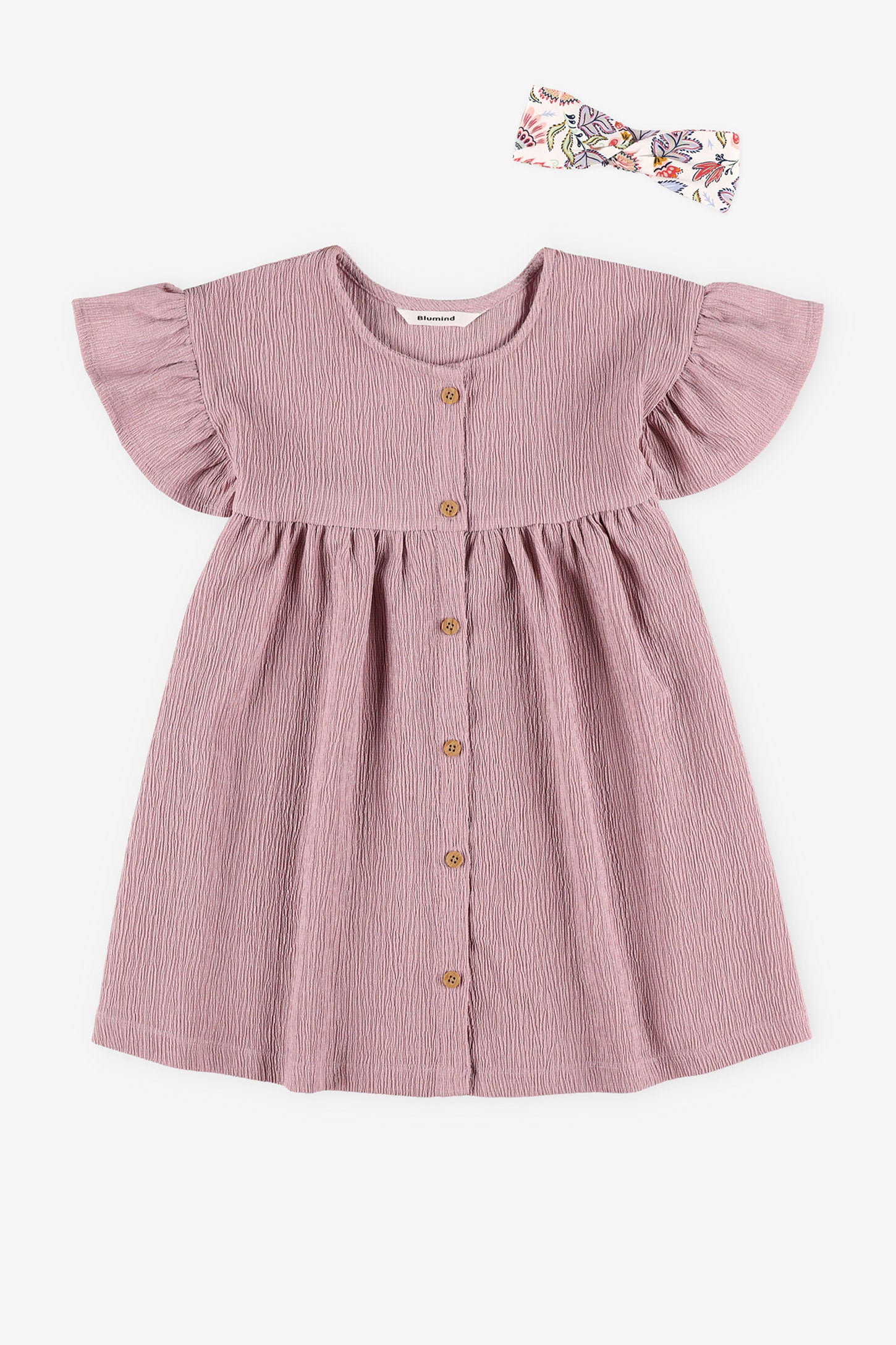 Robe manches courtes à volants - Enfant fille && MAUVE
