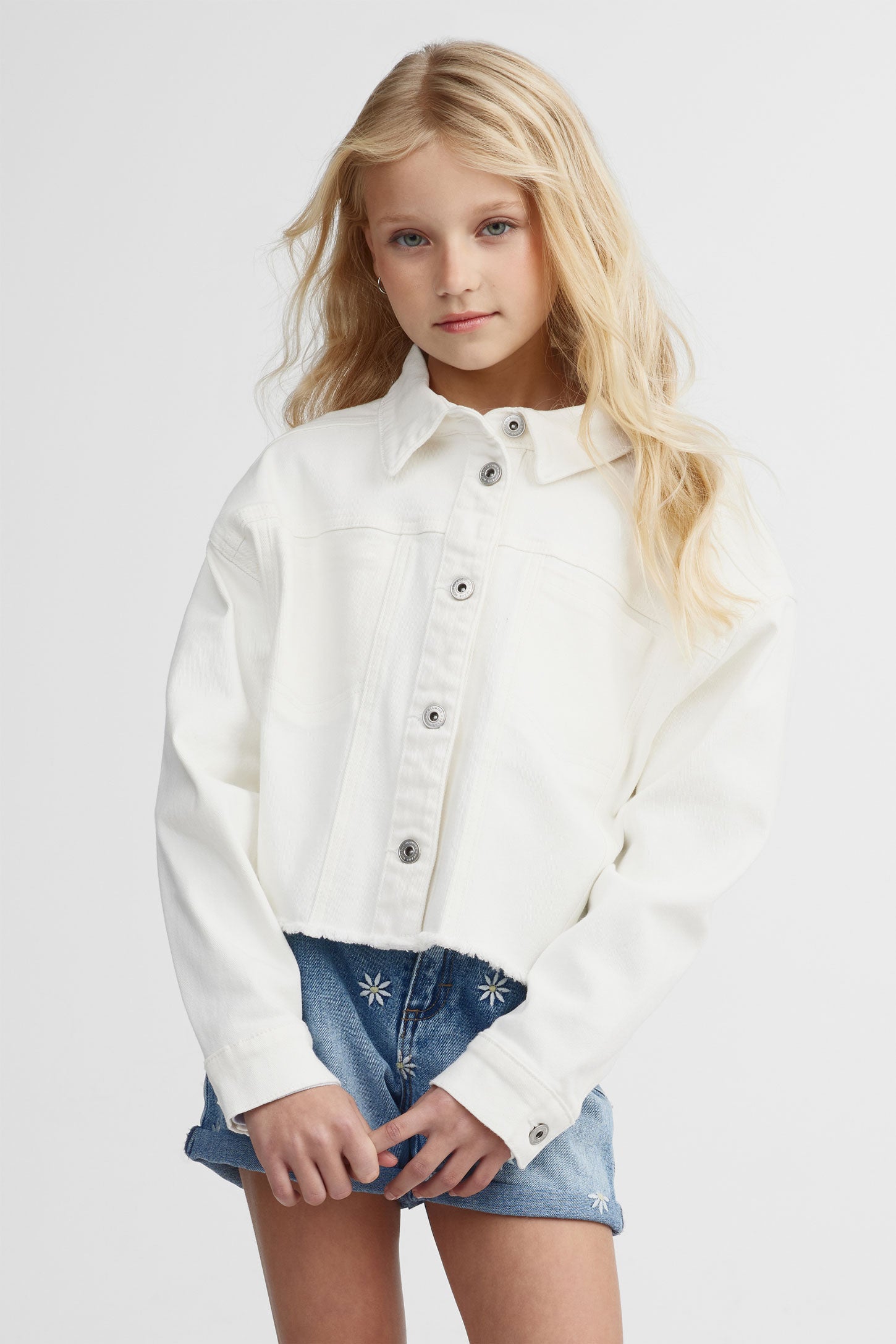 Veste en jeans - Ado fille && BLANC