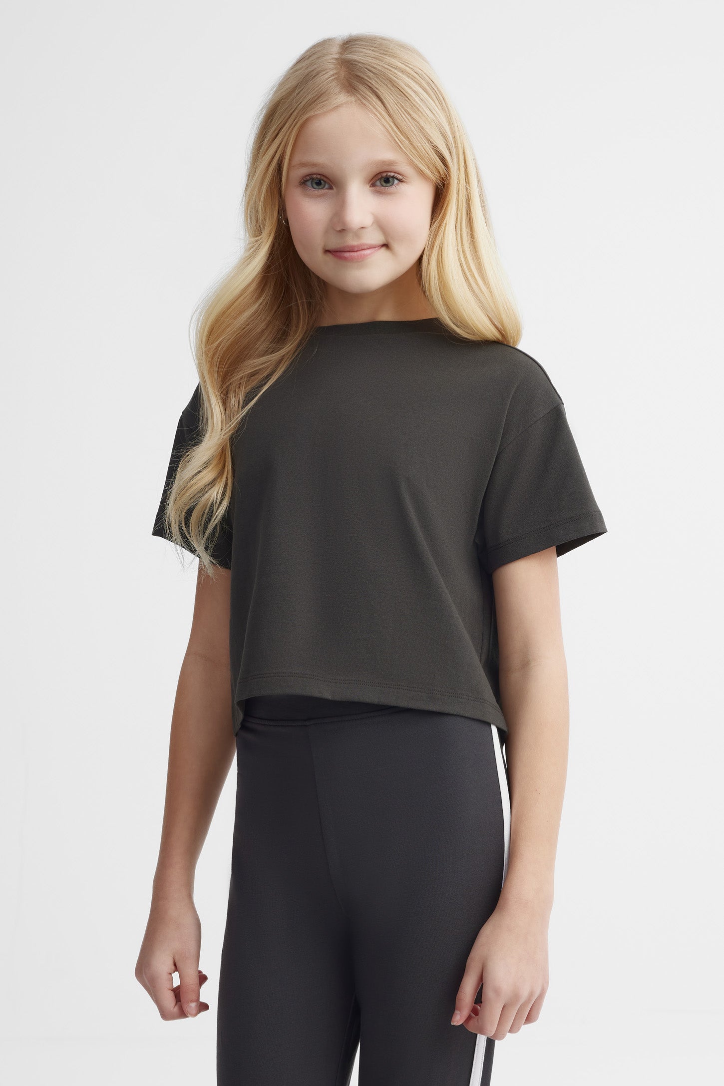 T-shirt écourté coton - Ado fille && NOIR