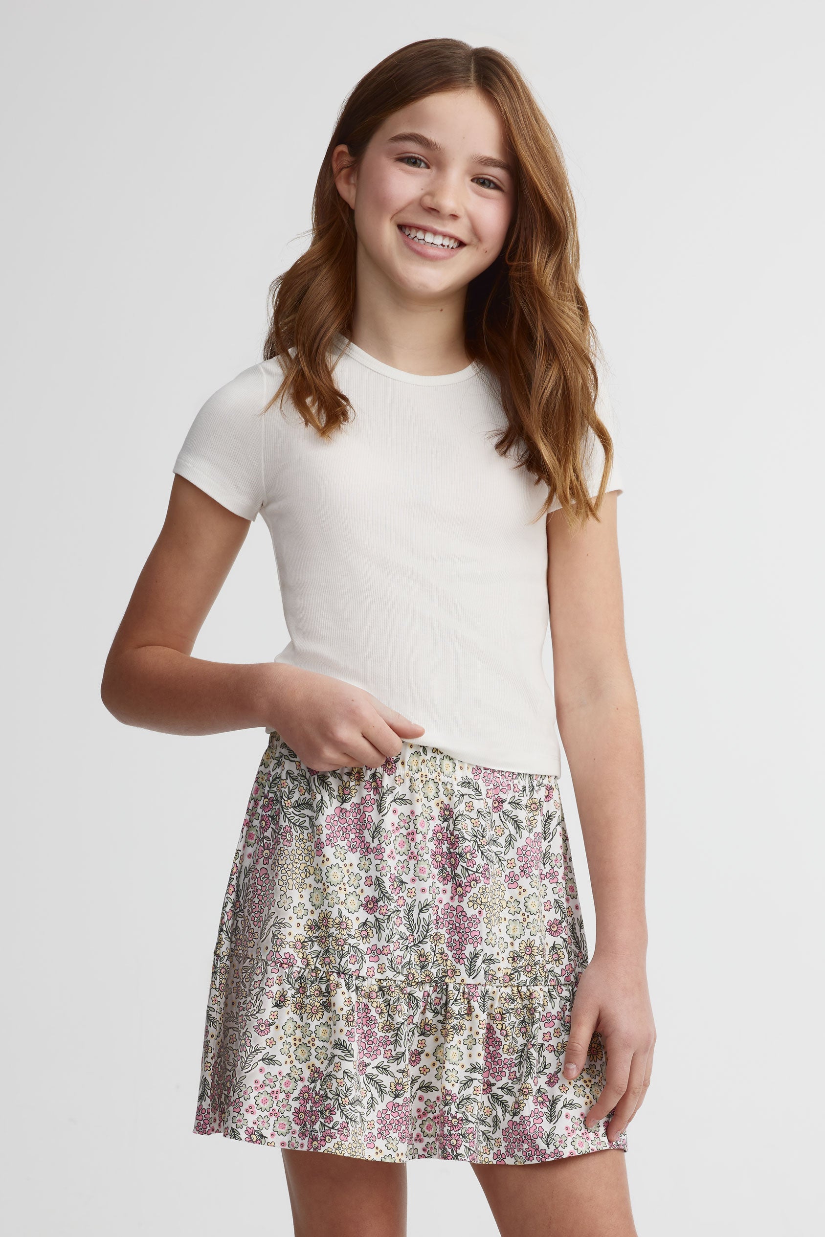 Ensemble 2-pièces t-shirt et jupe - Ado fille && BLANC