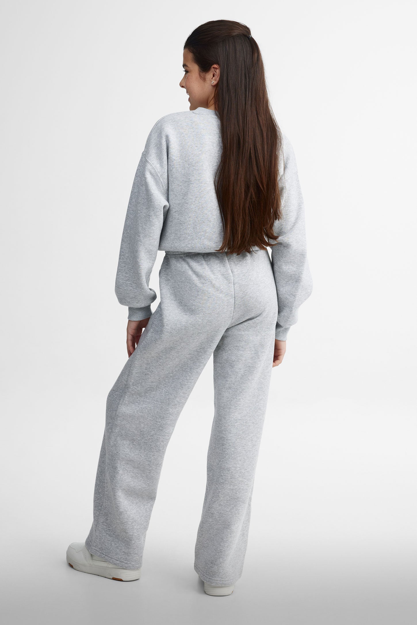 Pantalon jambe large coton ouaté - Ado fille && GRIS MIXTE