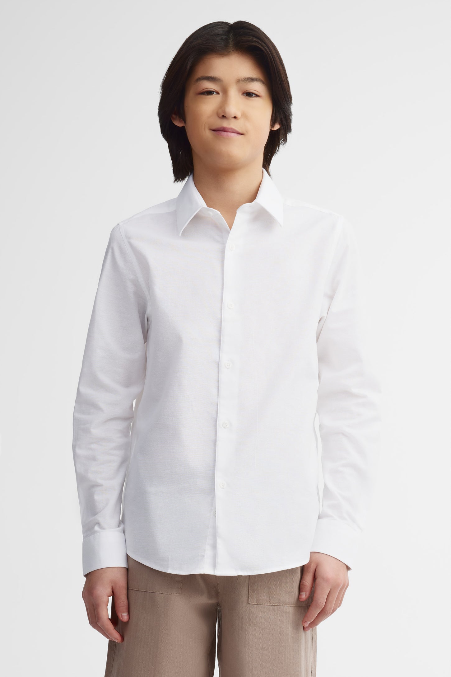 Chemise manches longues extensible - Ado garçon && BLANC