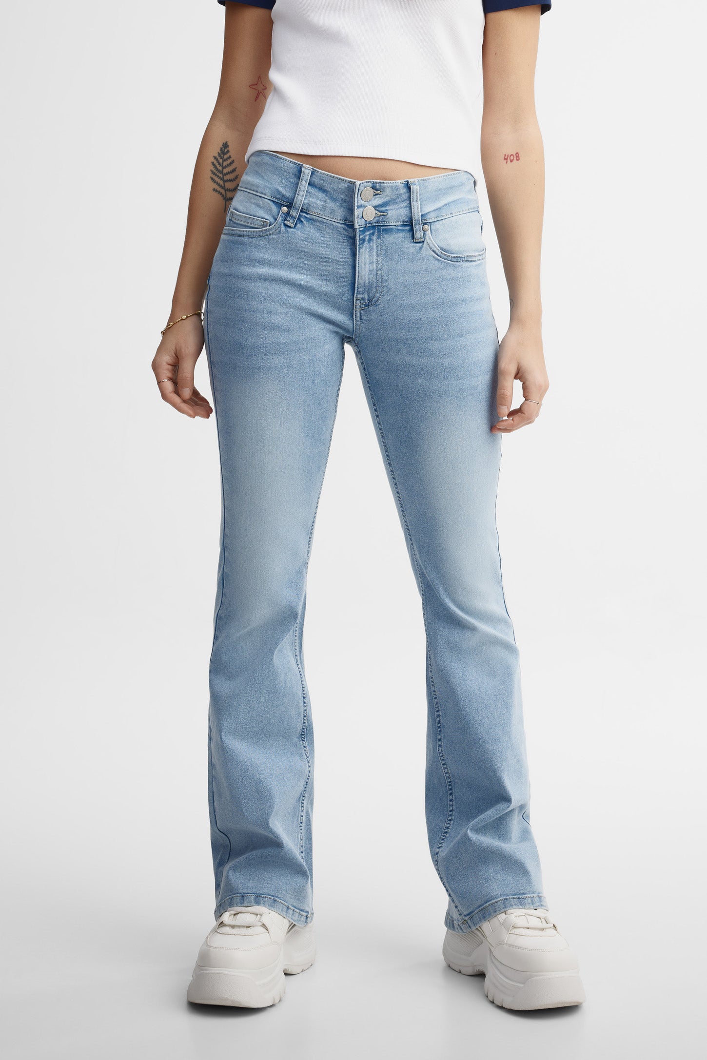 Jeans jambe évasée - Femme && DENIM PALE
