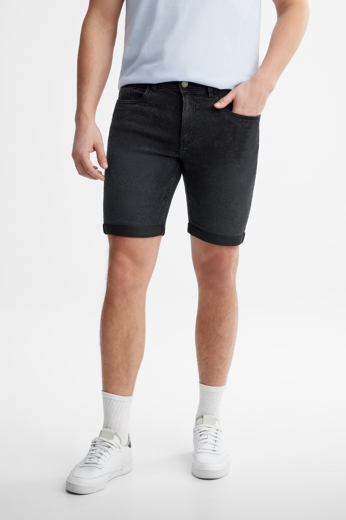 Bermuda en jeans coupe régulière - Homme && NOIR