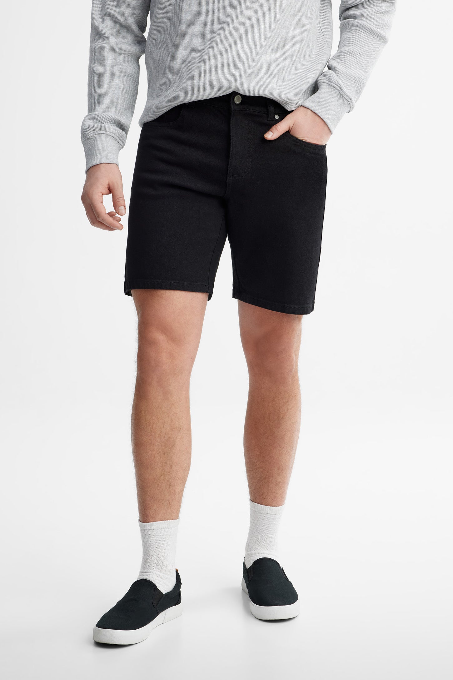 Short 5 poches en jeans - Homme && NOIR