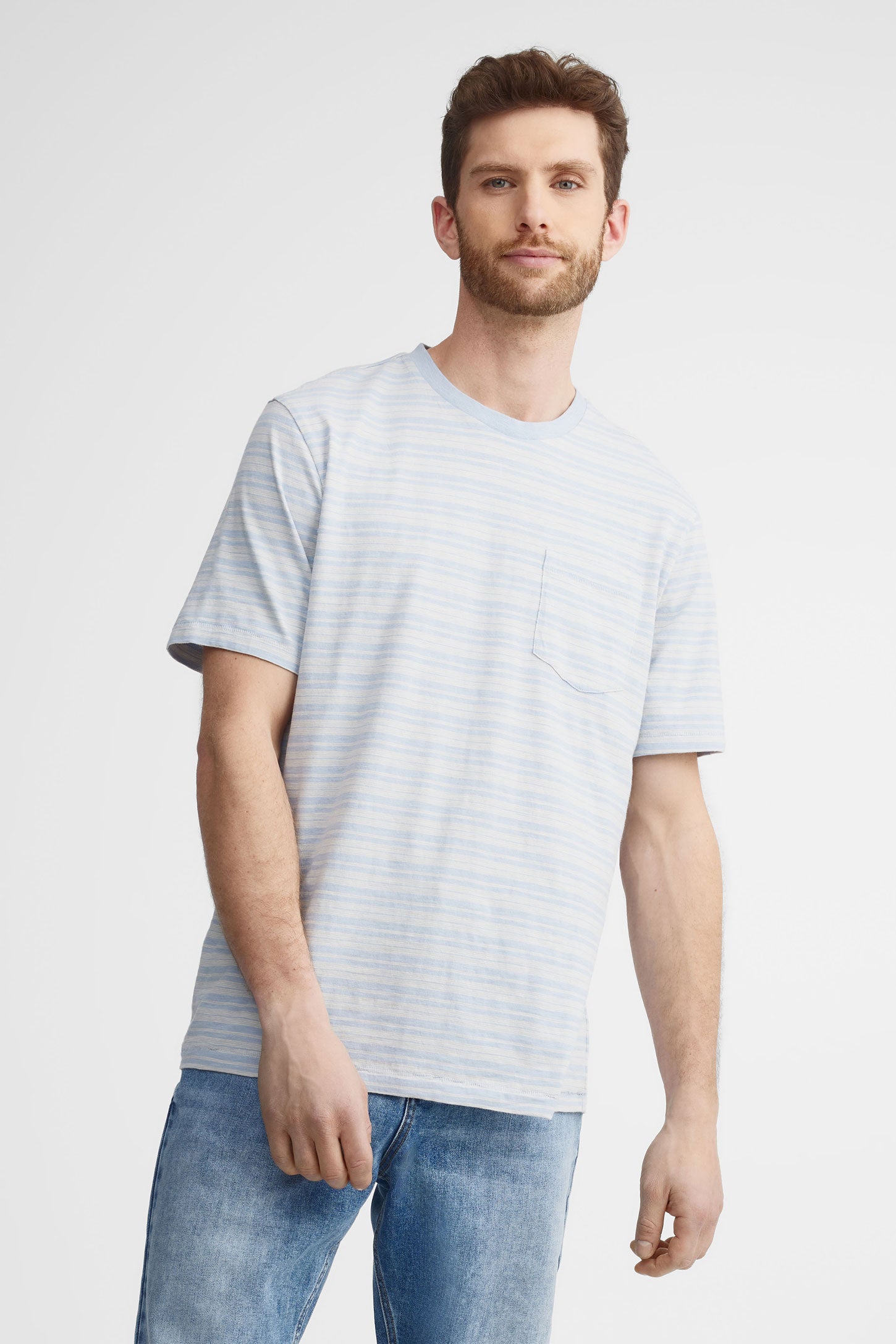 T-shirt à poche en coton - Homme && BLEU MULTI