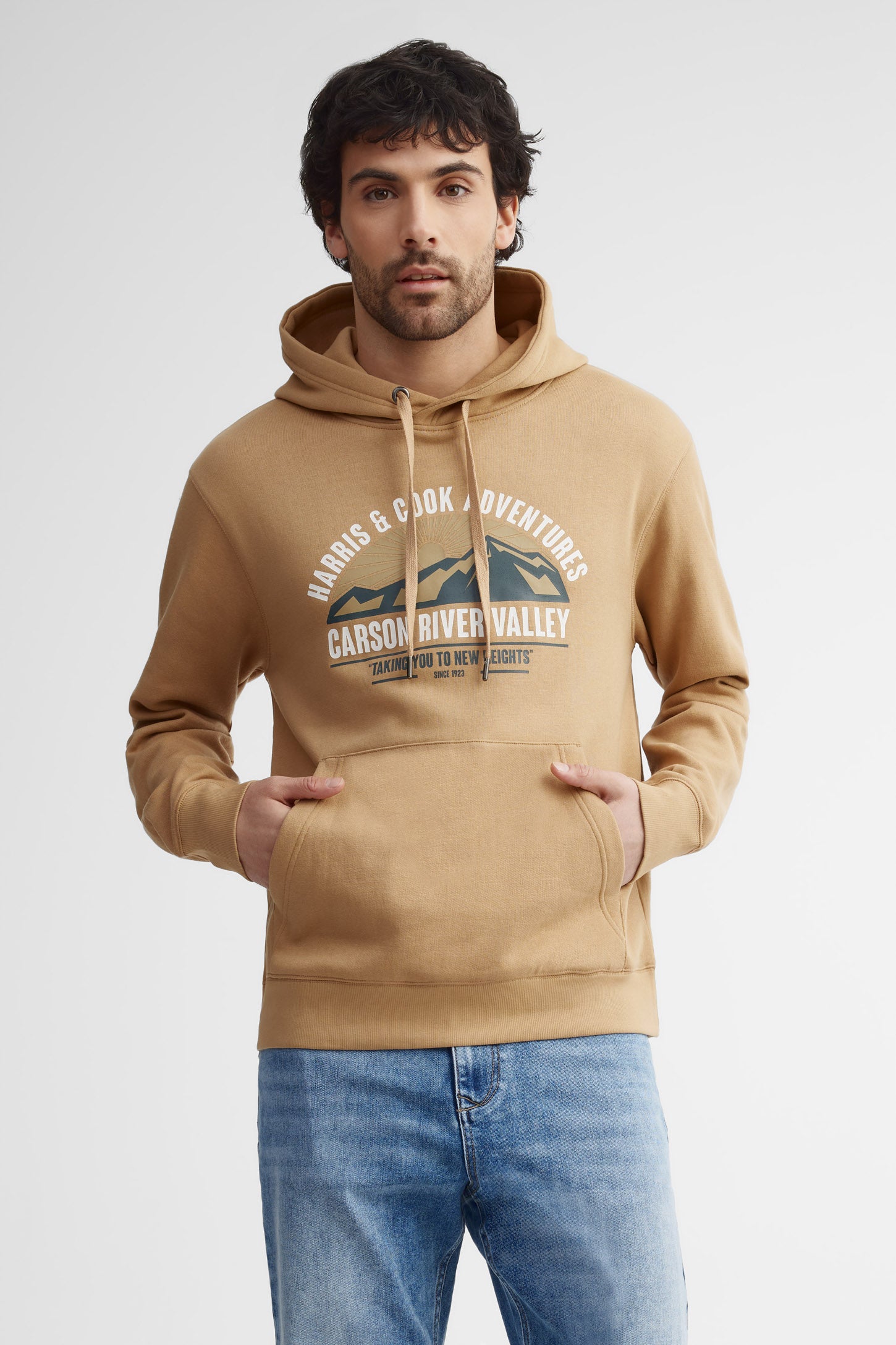 Chandail à capuchon coton ouaté - Homme && BRUN