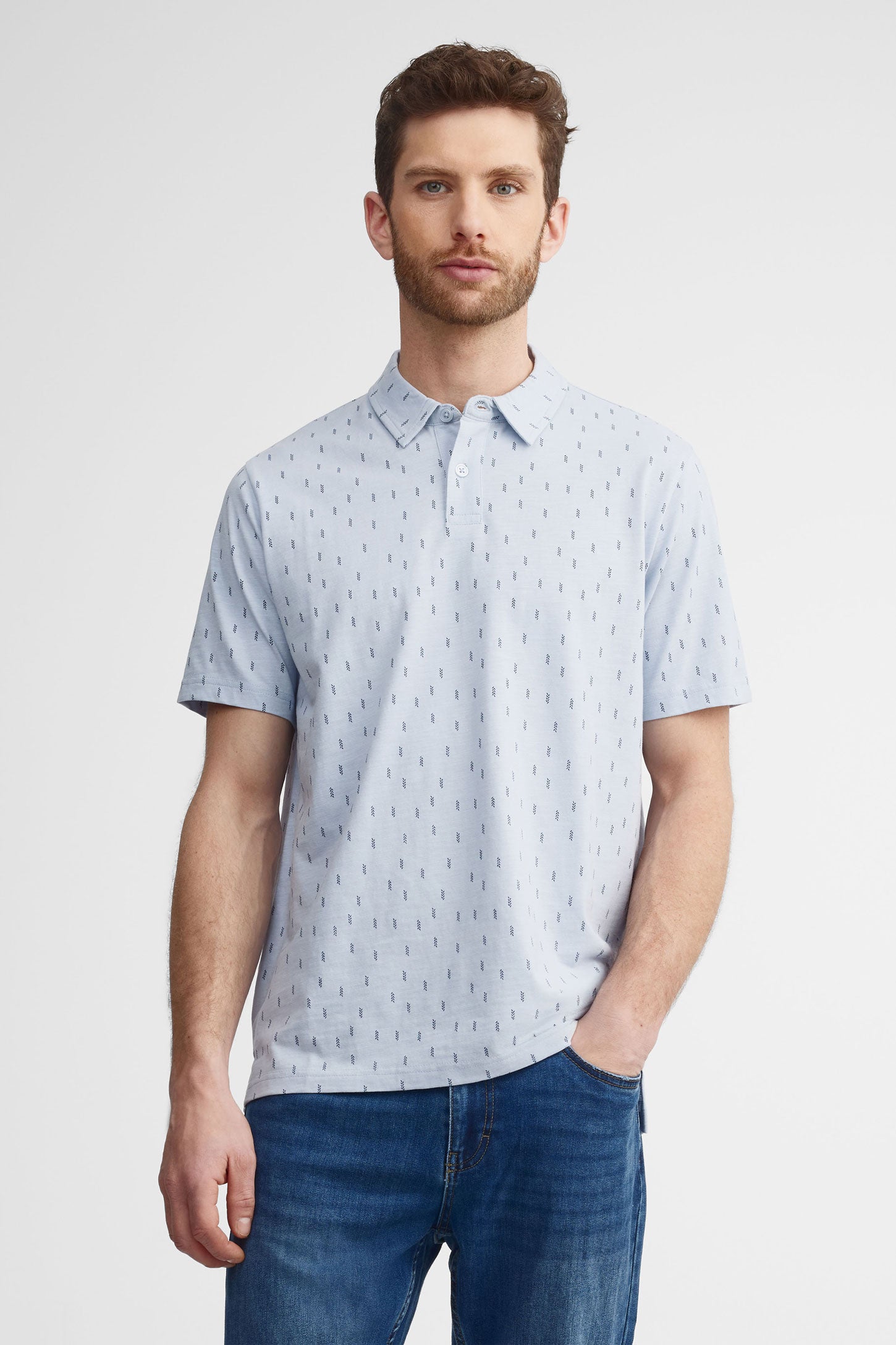 Polo manches courtes coton - Homme && BLEU MULTI