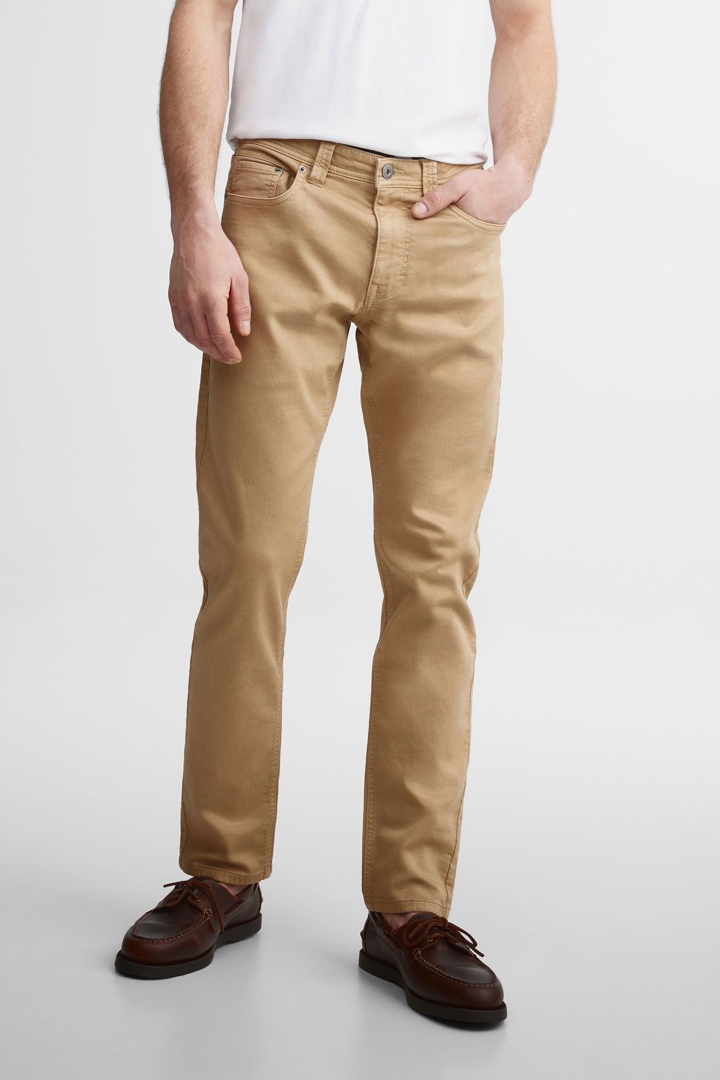 Pantalon coupe étroite en twill - Homme && BEIGE