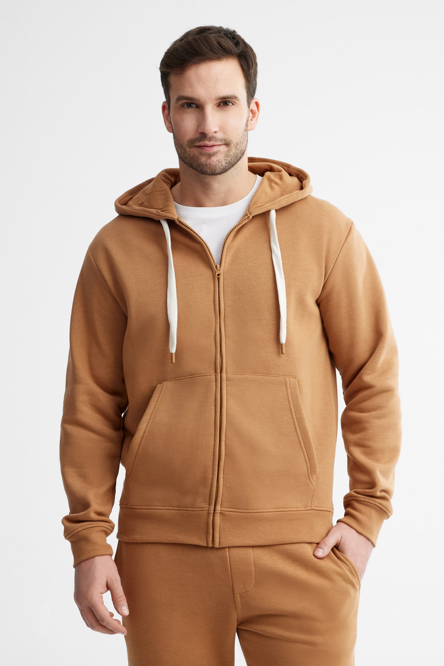 Veste à capuchon coton ouaté - Homme && BRUN