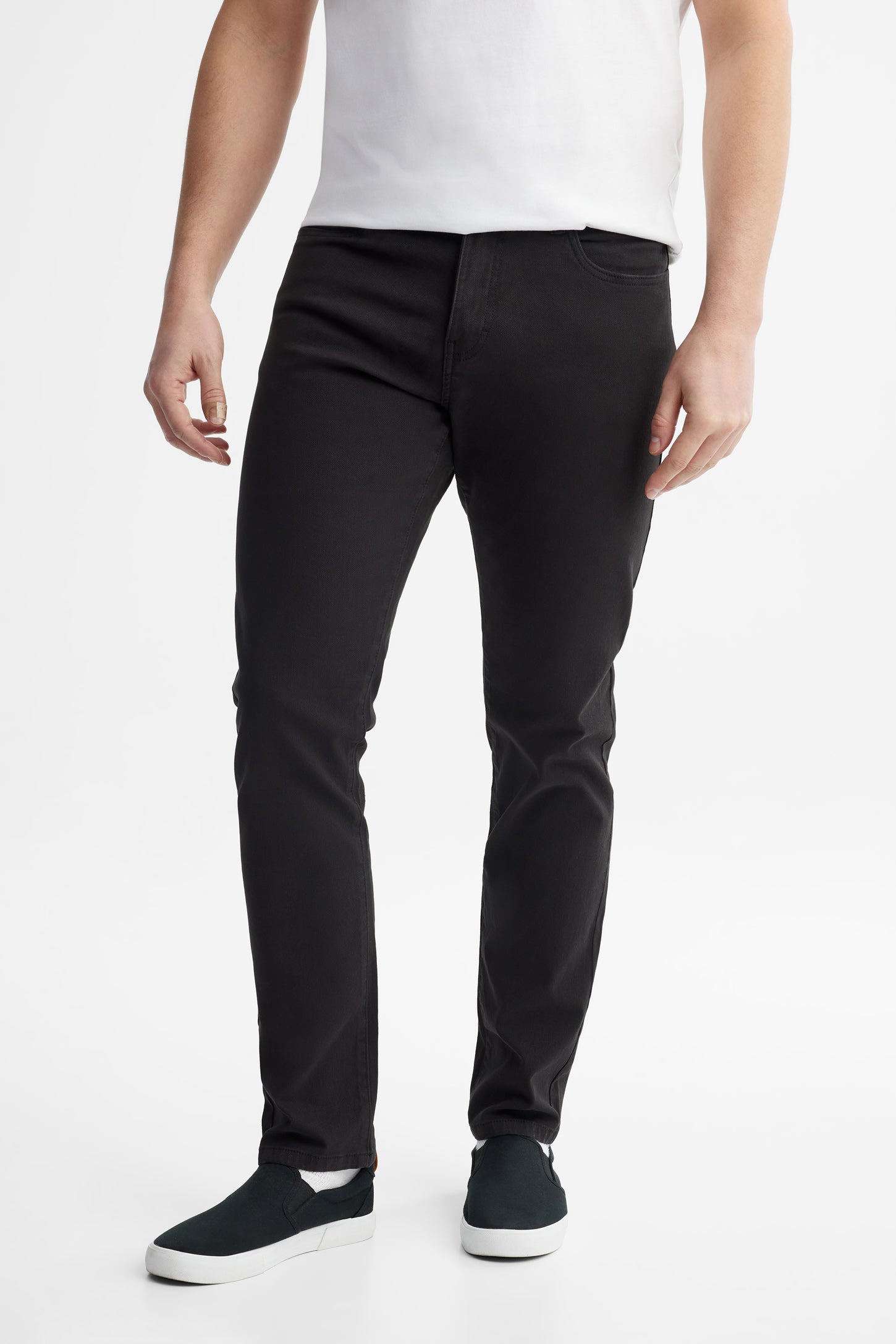 Pantalon coupe étroite en twill - Homme && NOIR