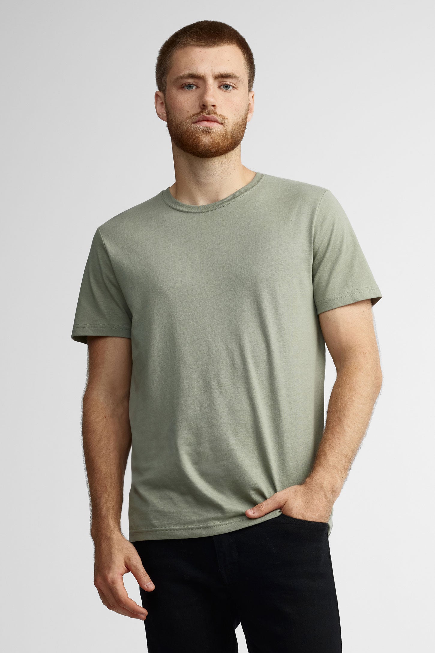 T-shirt col rond coton, 3/25$ - Homme && VERT