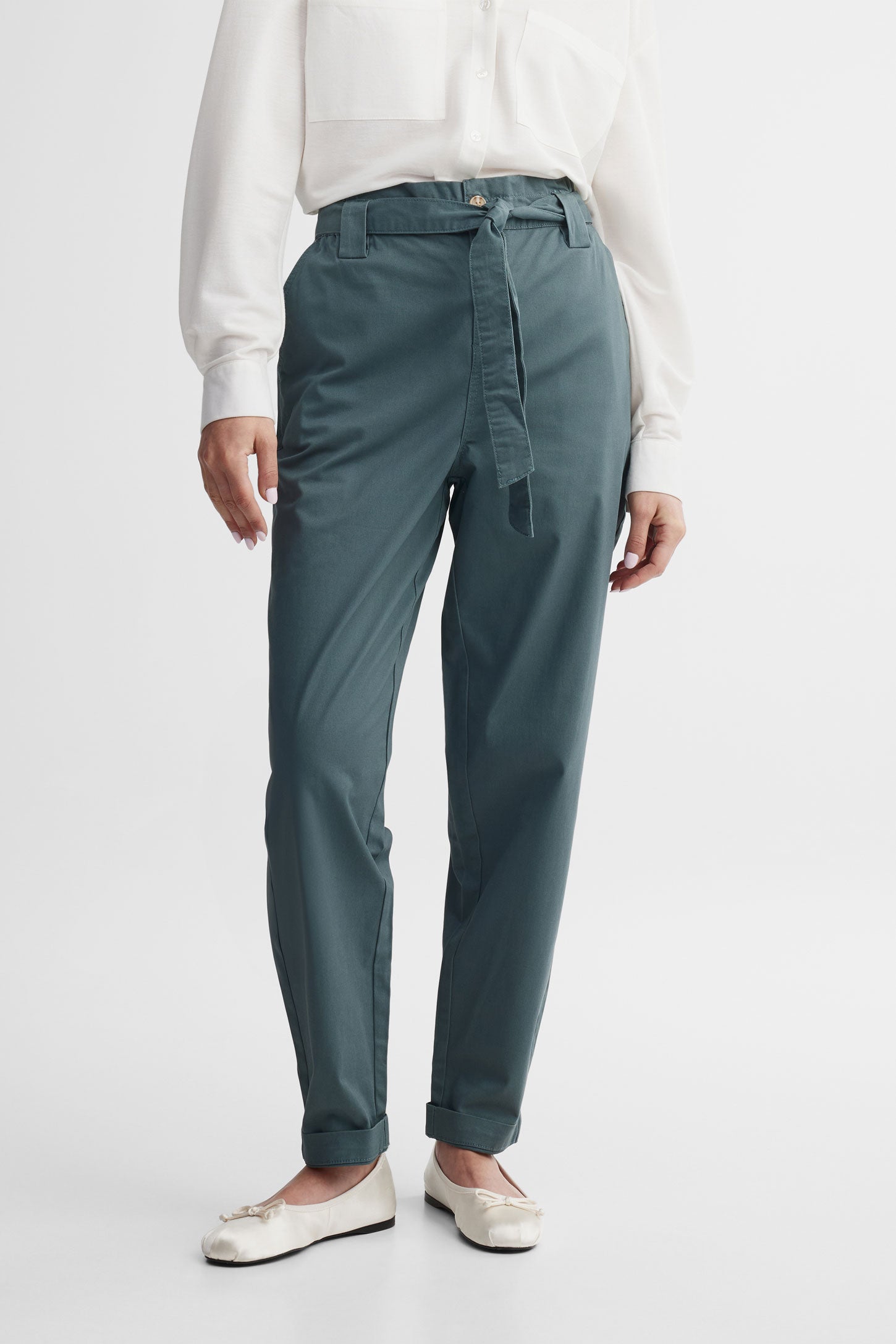 Pantalon ballon taille haute - Femme && TURQUOISE