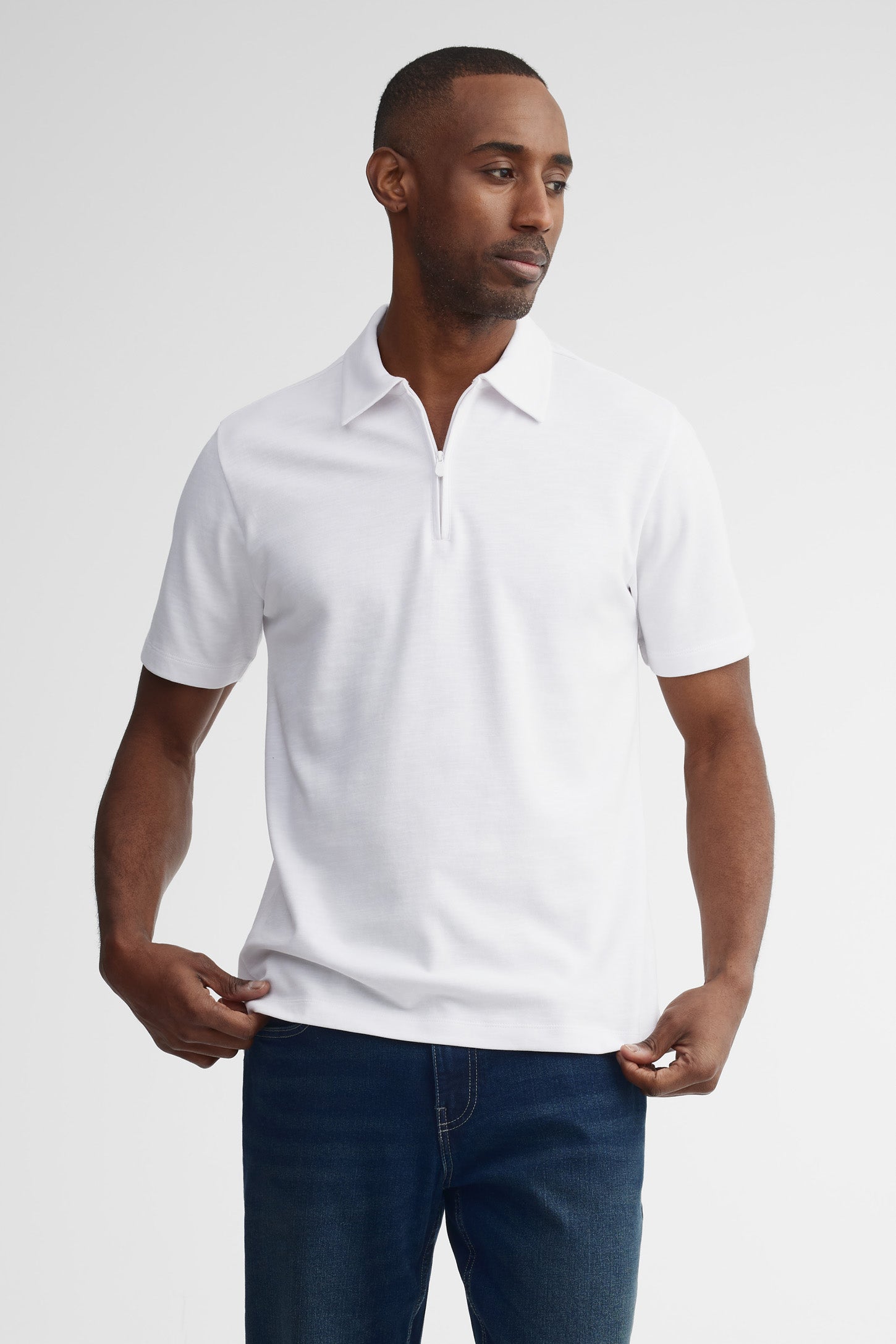 Polo manches courtes semi-ajusté - Homme && BLANC