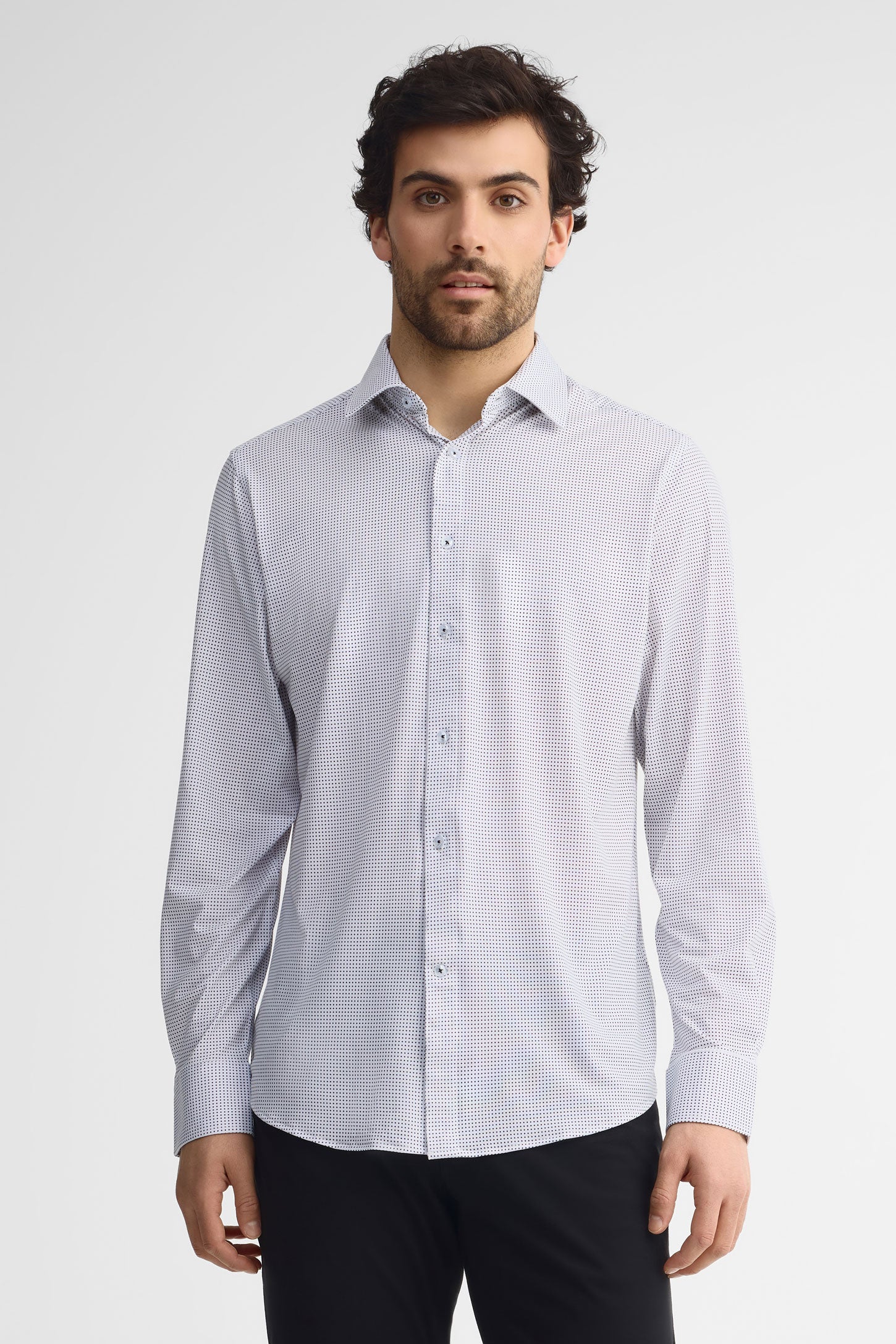 Chemise extensible 4 sens coton - Homme && BLANC MULTI
