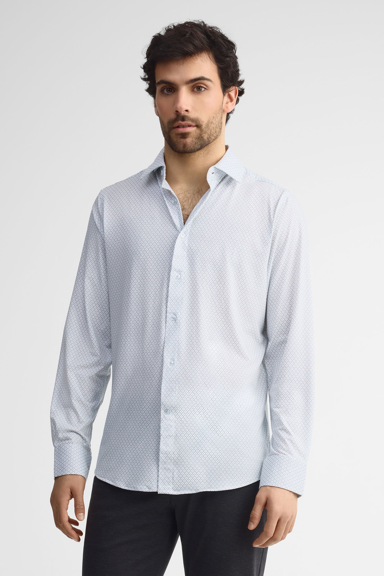 Chemise extensible 4 sens coton - Homme && BLANC MULTI