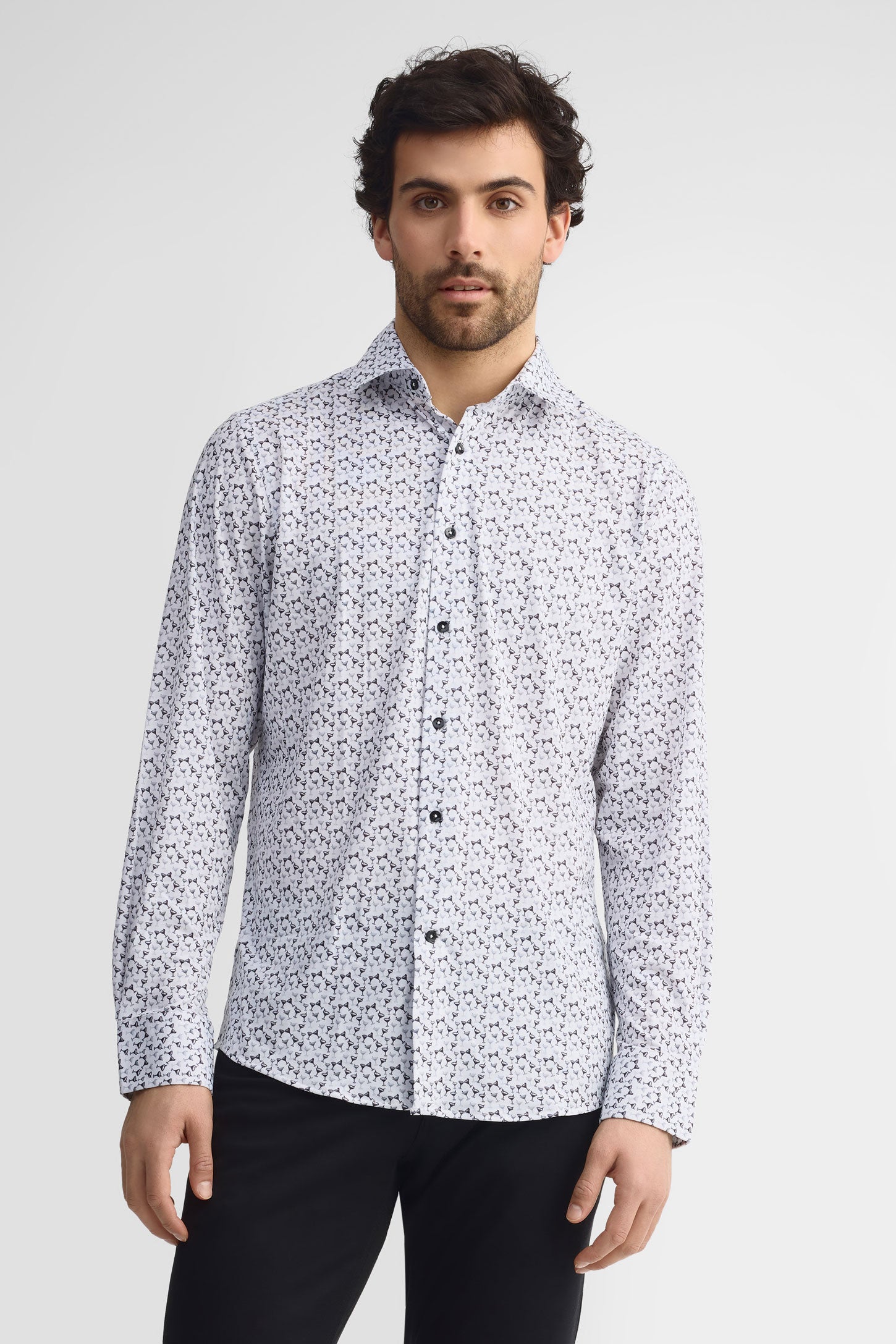 Chemise extensible 4 sens coton - Homme && BLANC MULTI