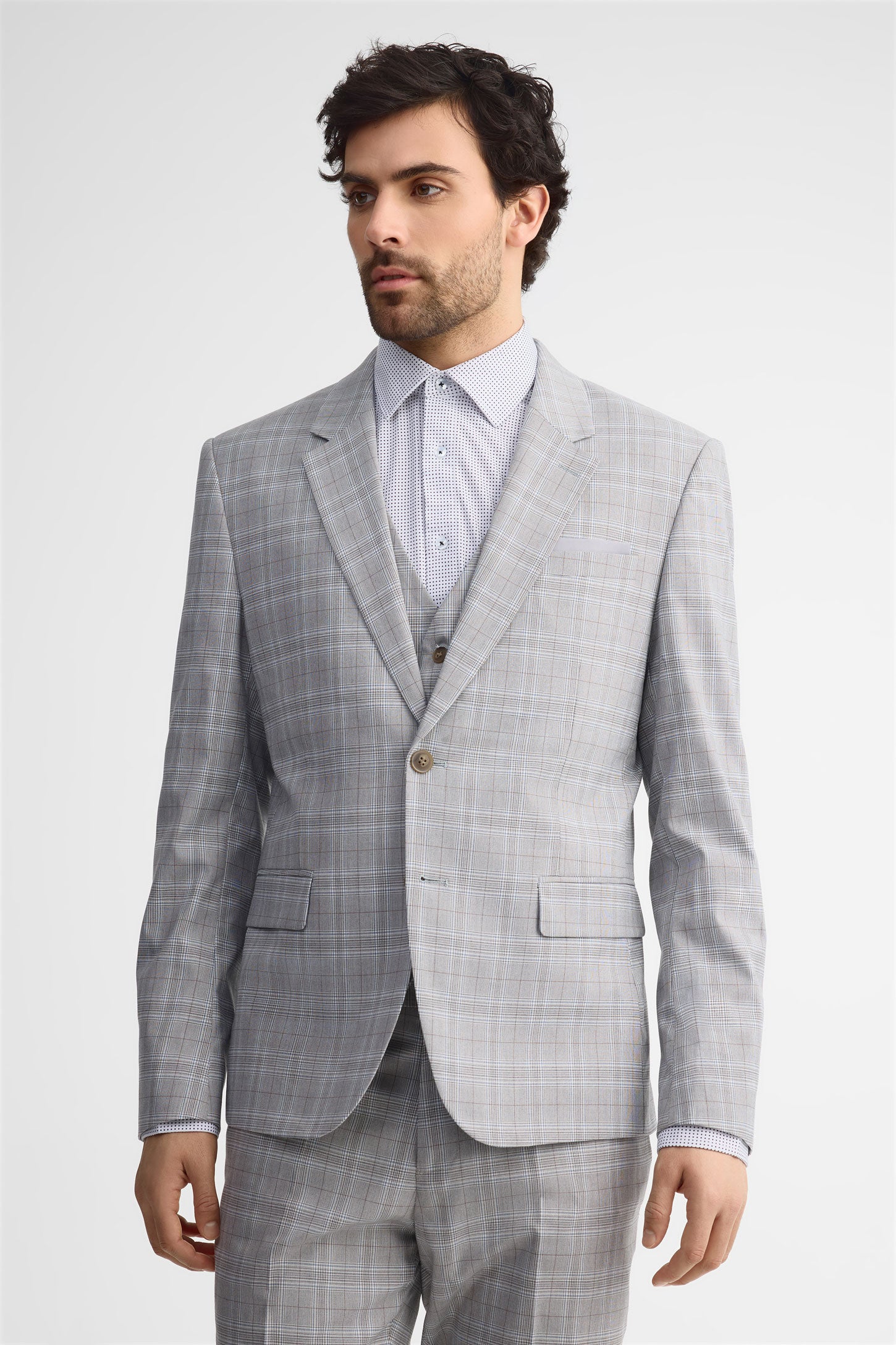 Veston à carreaux habillé - Homme && GRIS MULTI
