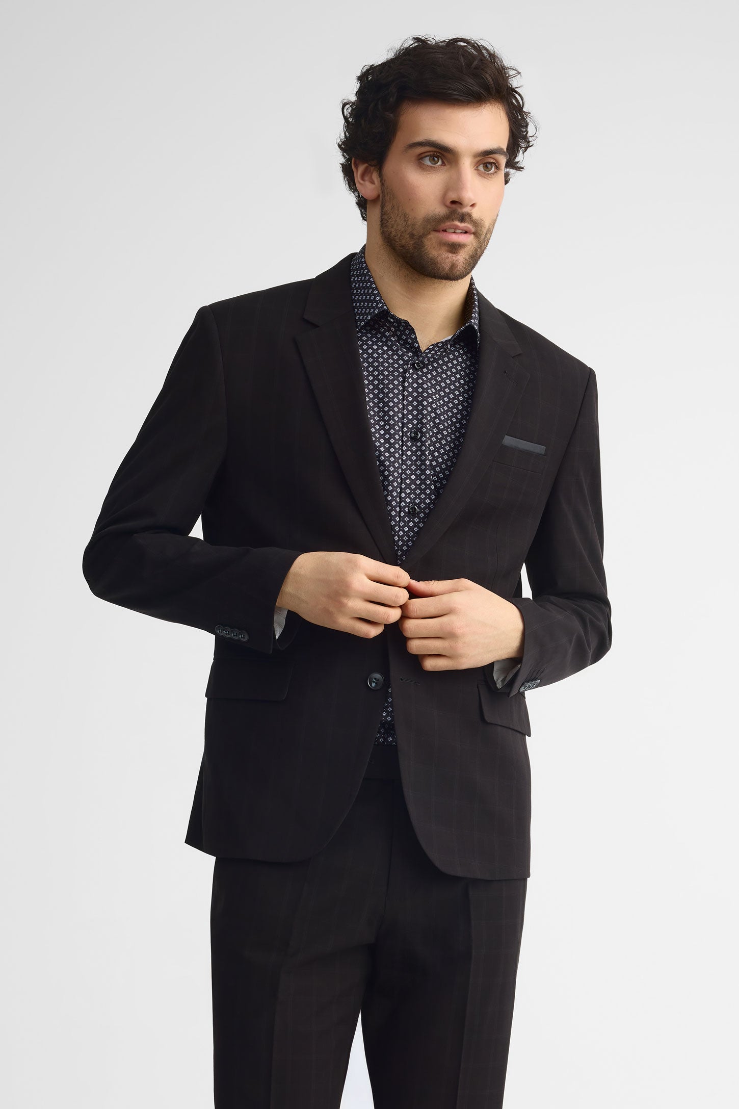 Veston à carreaux habillé - Homme && NOIR/MULTI