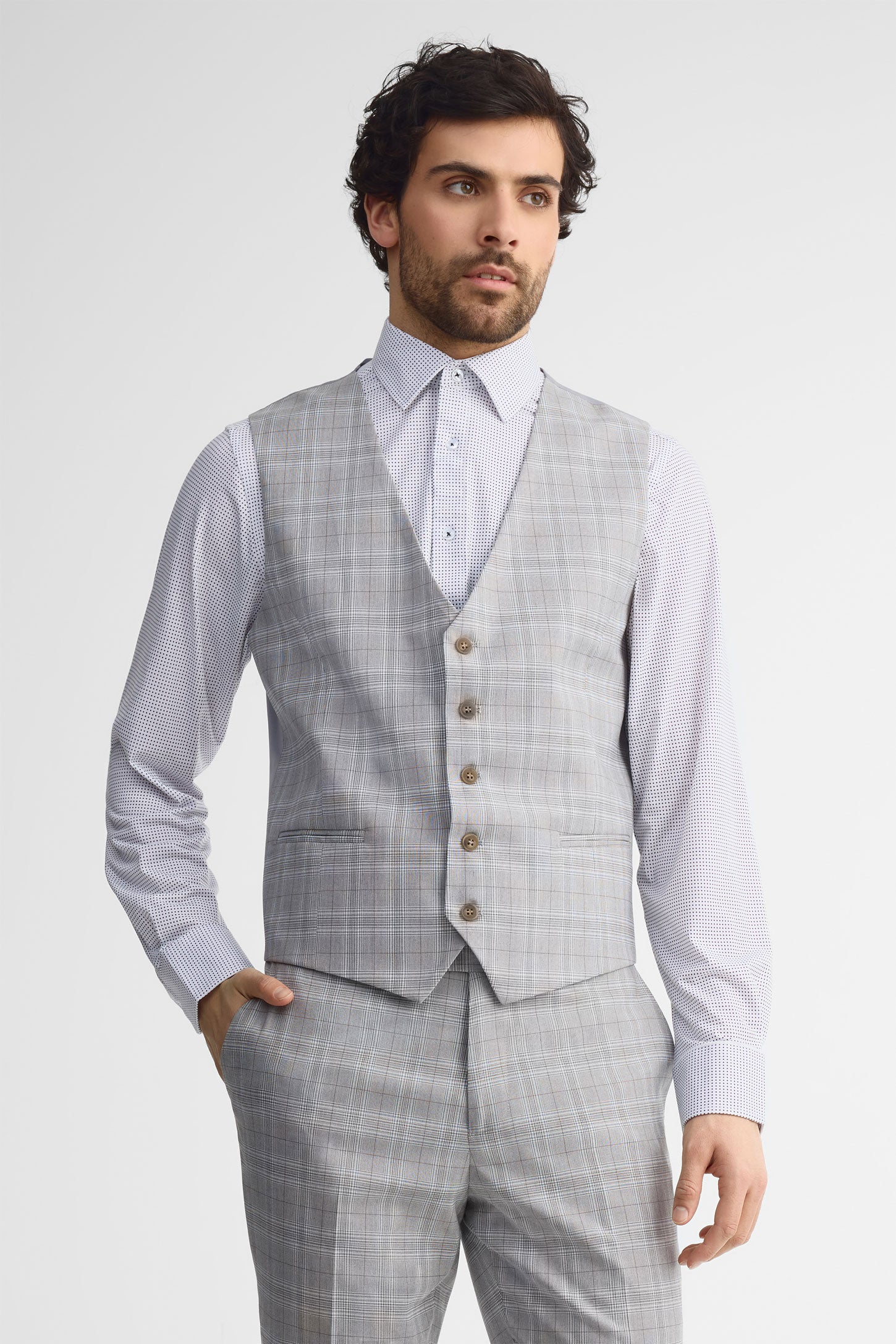 Veste à carreaux habillé - Homme && GRIS MULTI