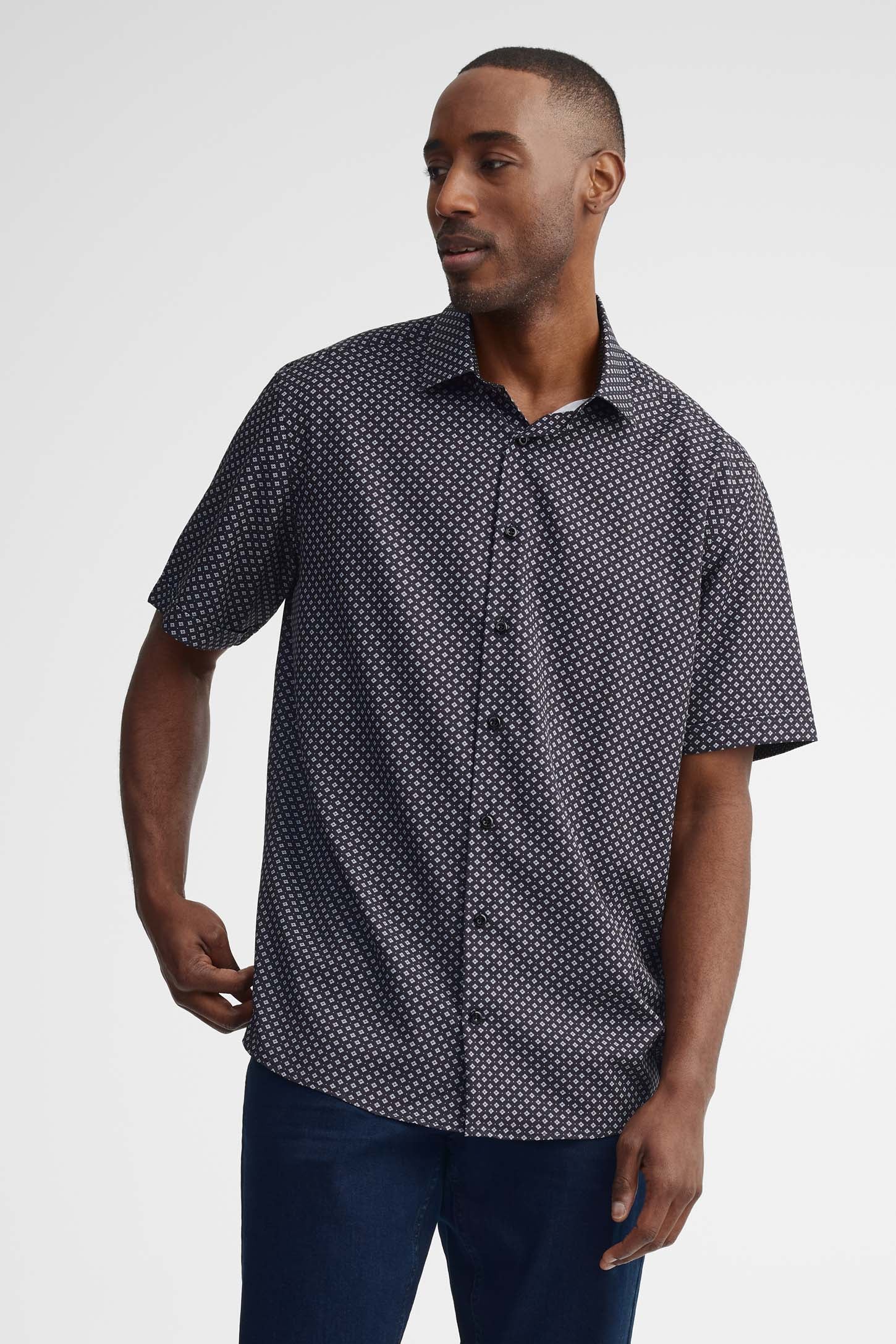 Chemise manches courtes coupe régulière - Homme && NOIR/MULTI