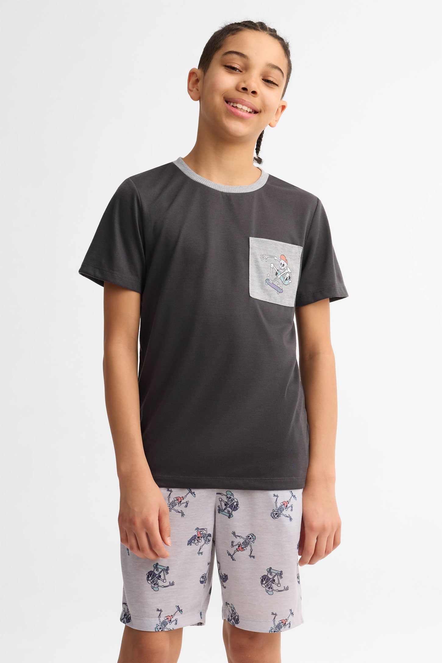 Pyjama 2-pièces imprimé, 2/40$ - Ado garçon && NOIR