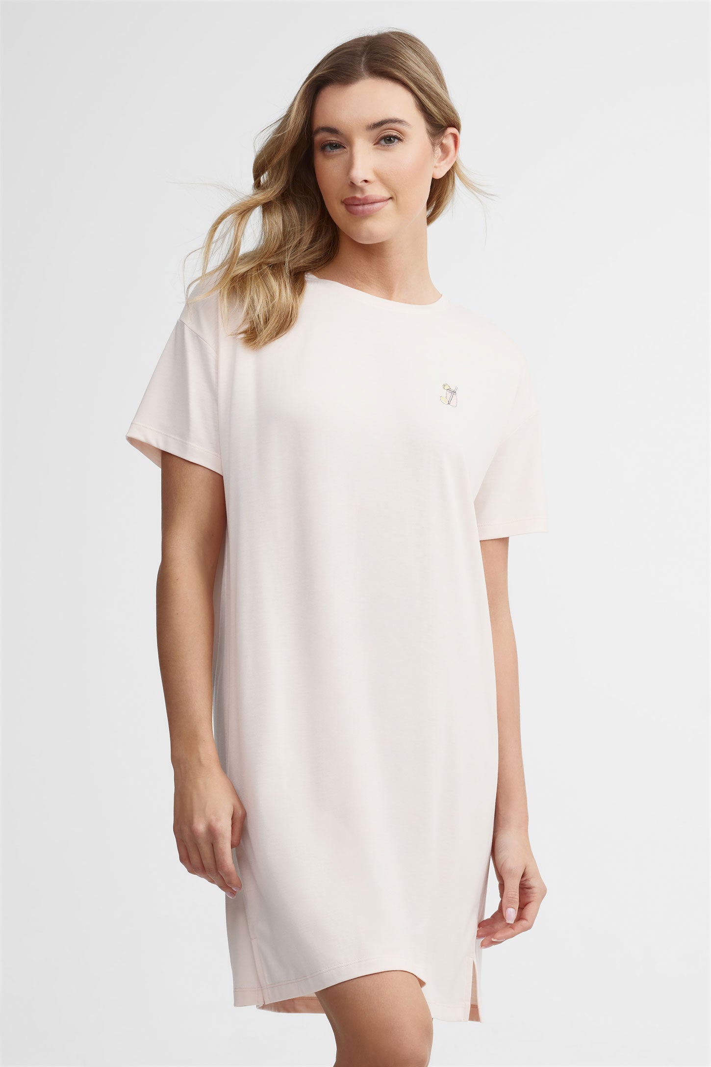 Robe de nuit manches courtes - Femme && ROSE