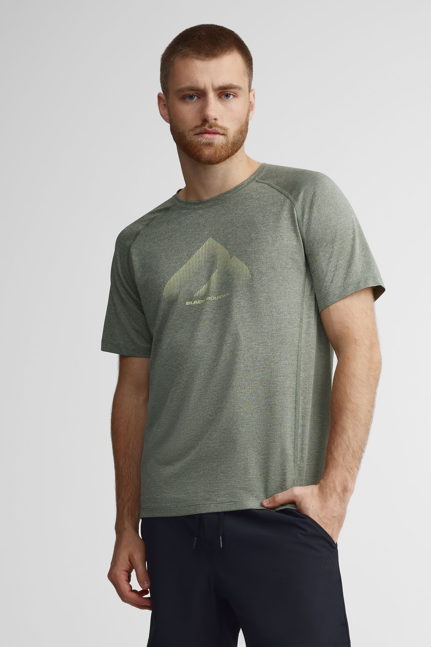 T-shirt col rond imprimé BM - Homme && VERT MIXTE