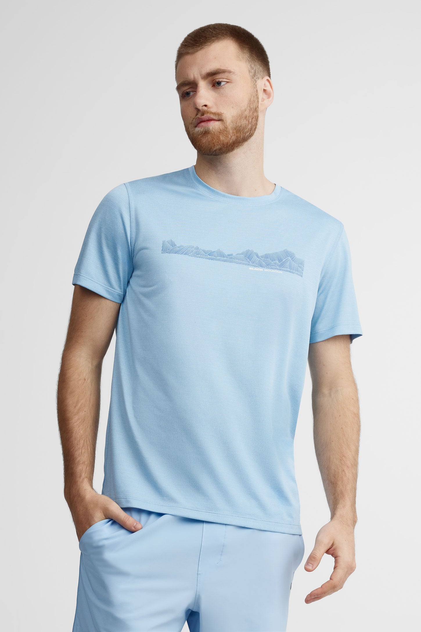 T-shirt col rond imprimé BM - Homme && BLEU MIXTE