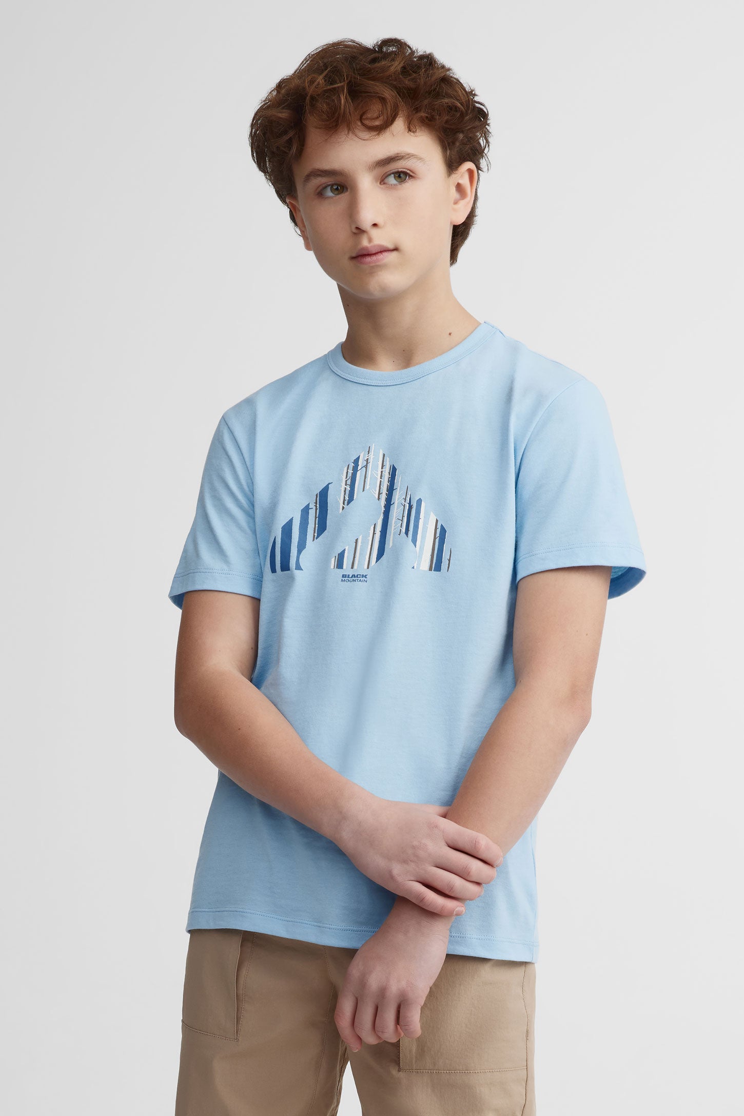 T-shirt col rond coton bio BM - Ado garçon && BLEU PALE