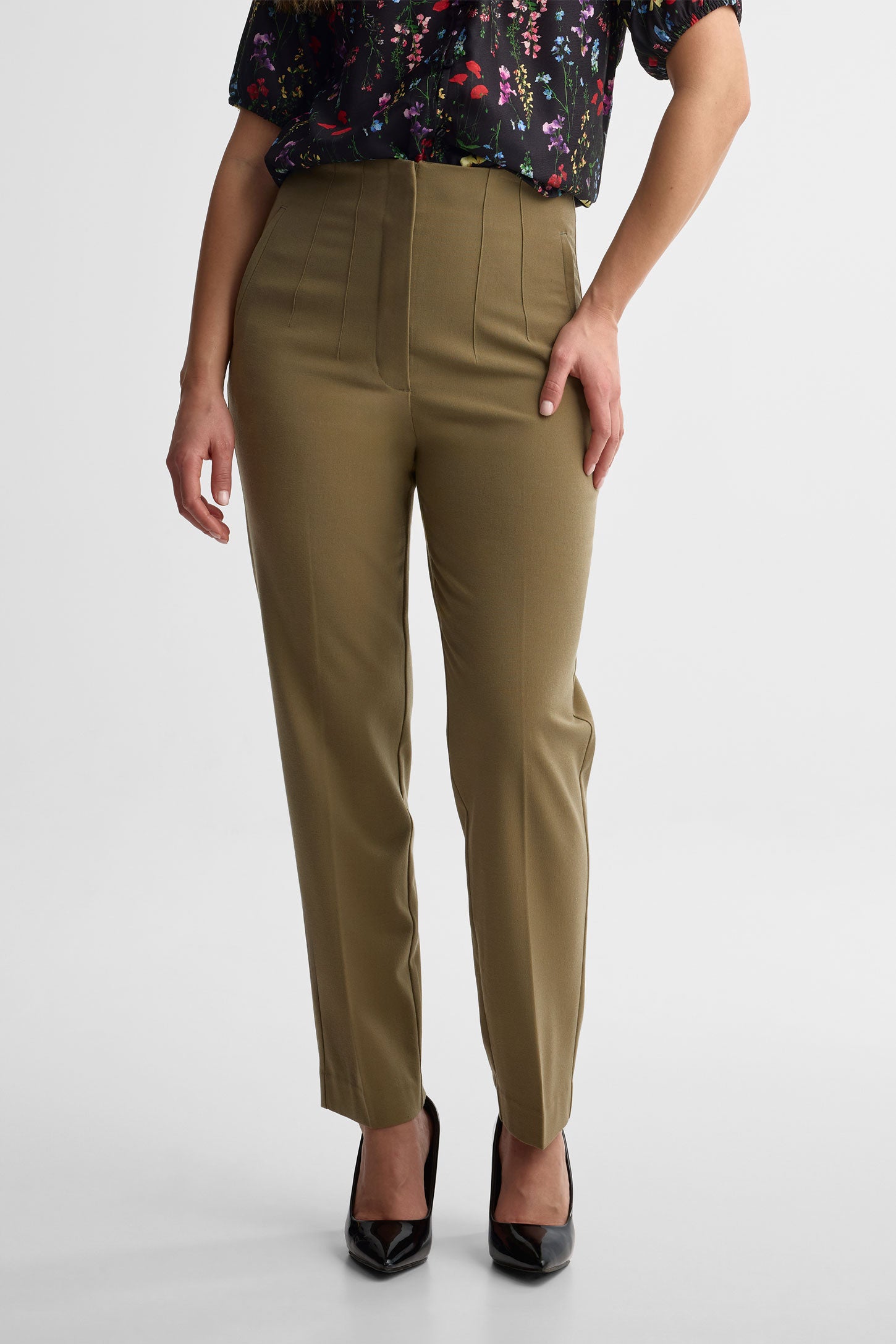 Pantalon taille haute jambe fuselée - Femme && KAKI