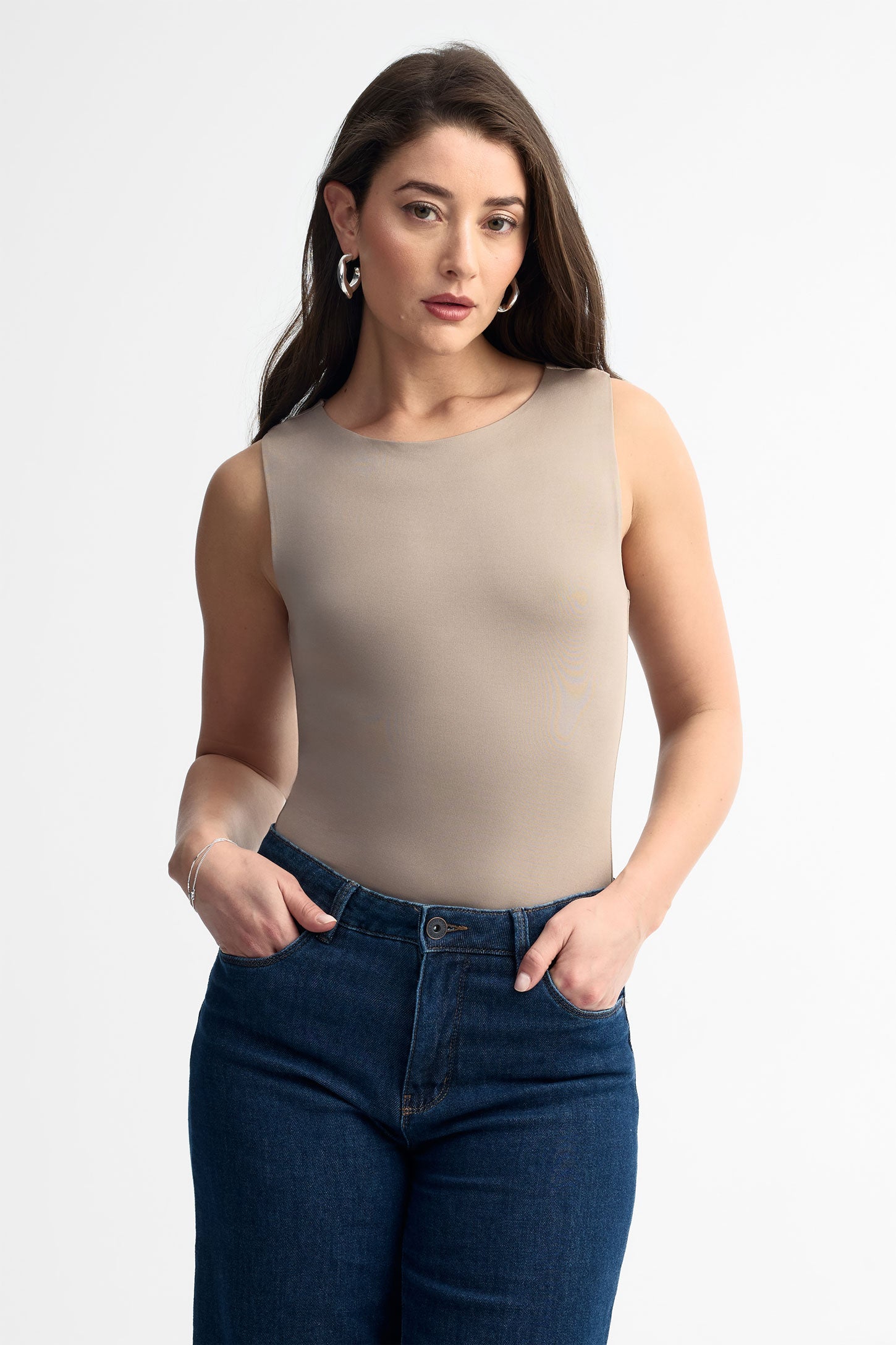 Justaucorps col bateau - Femme && TAUPE