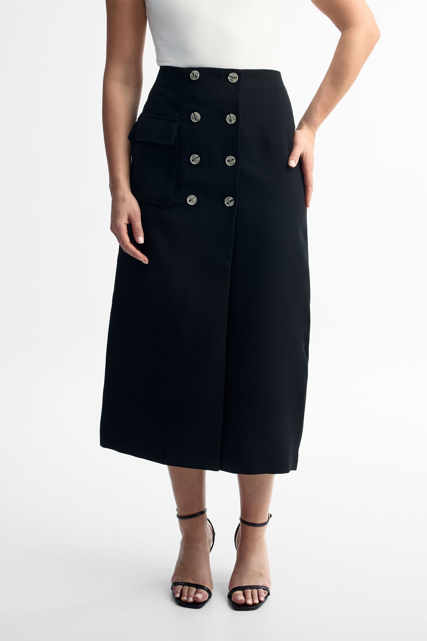 Jupe portefeuille longue - Femme && NOIR
