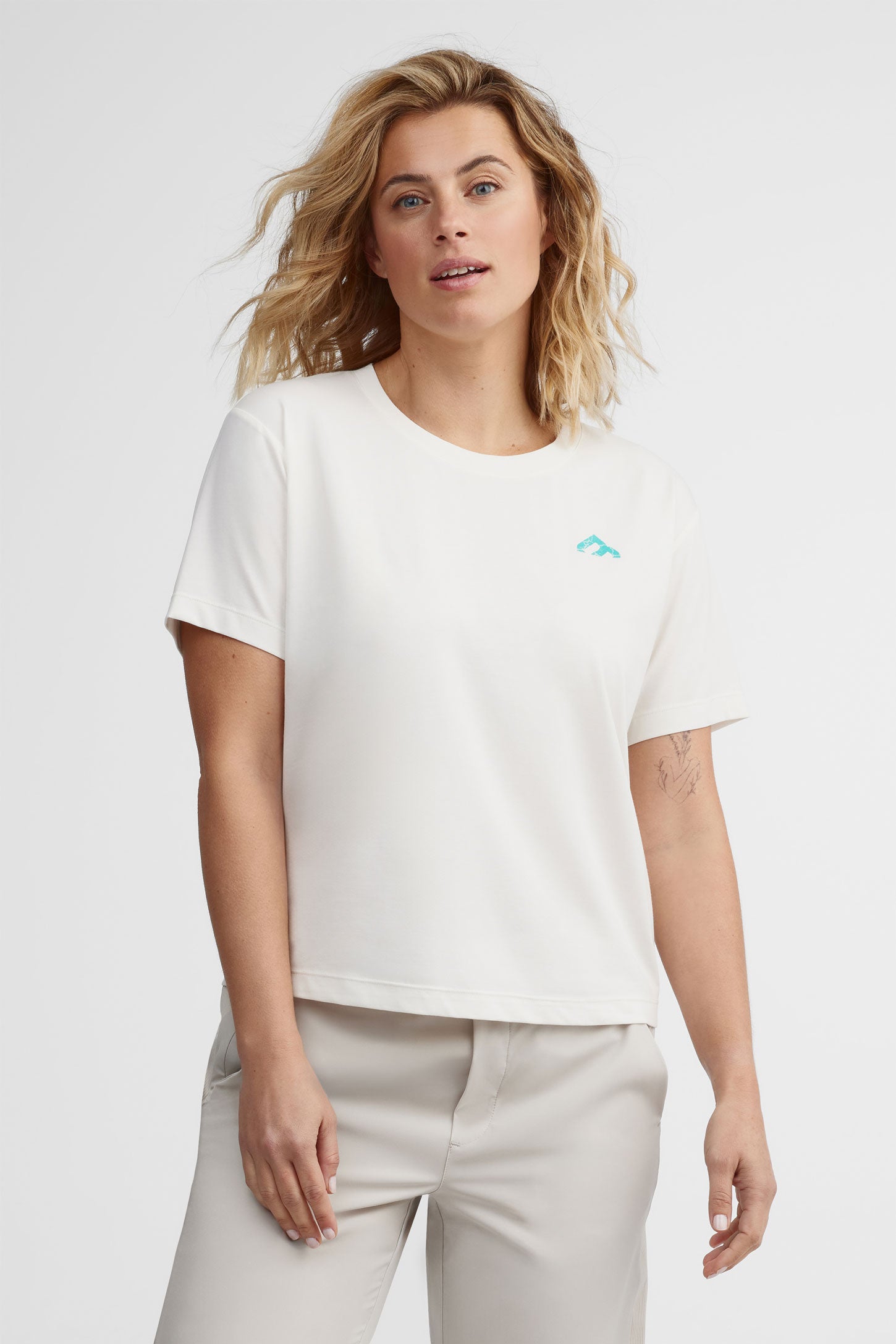 T-shirt col rond coton et bambou BM - Femme && BLANC