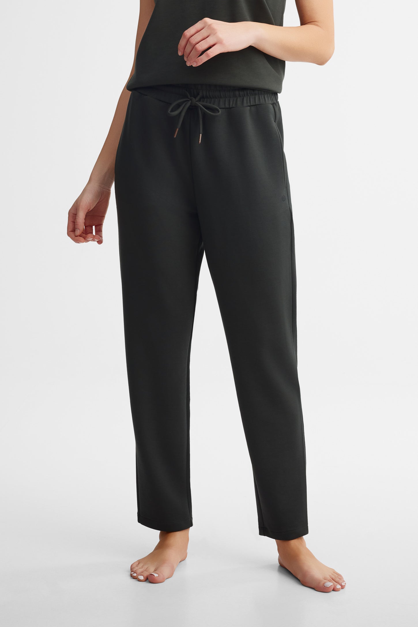 Pantalon taille haute jambe fuselés modal - Femme && NOIR