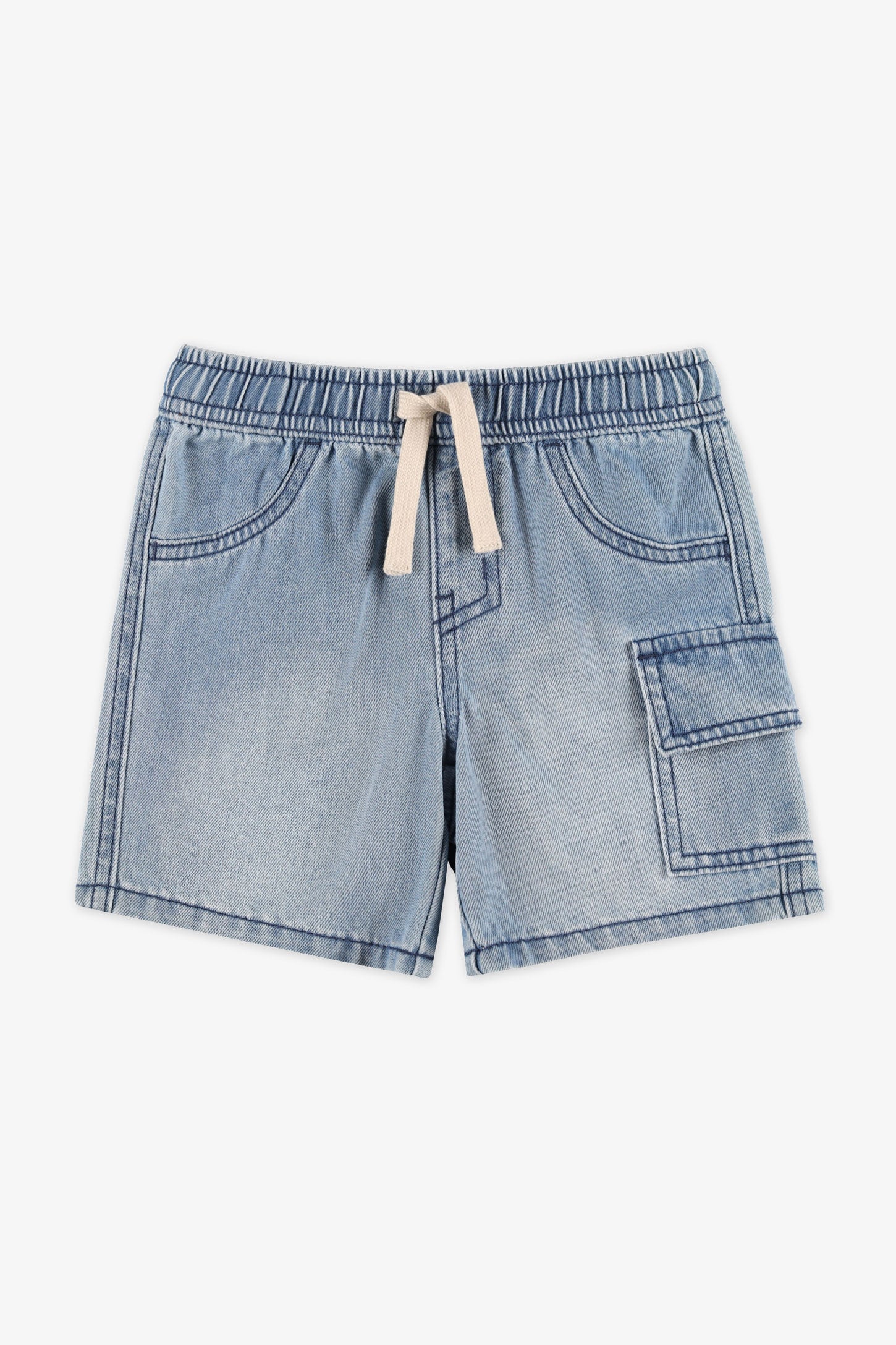 Short cargo en jeans - Enfant garçon && BLEU PALE