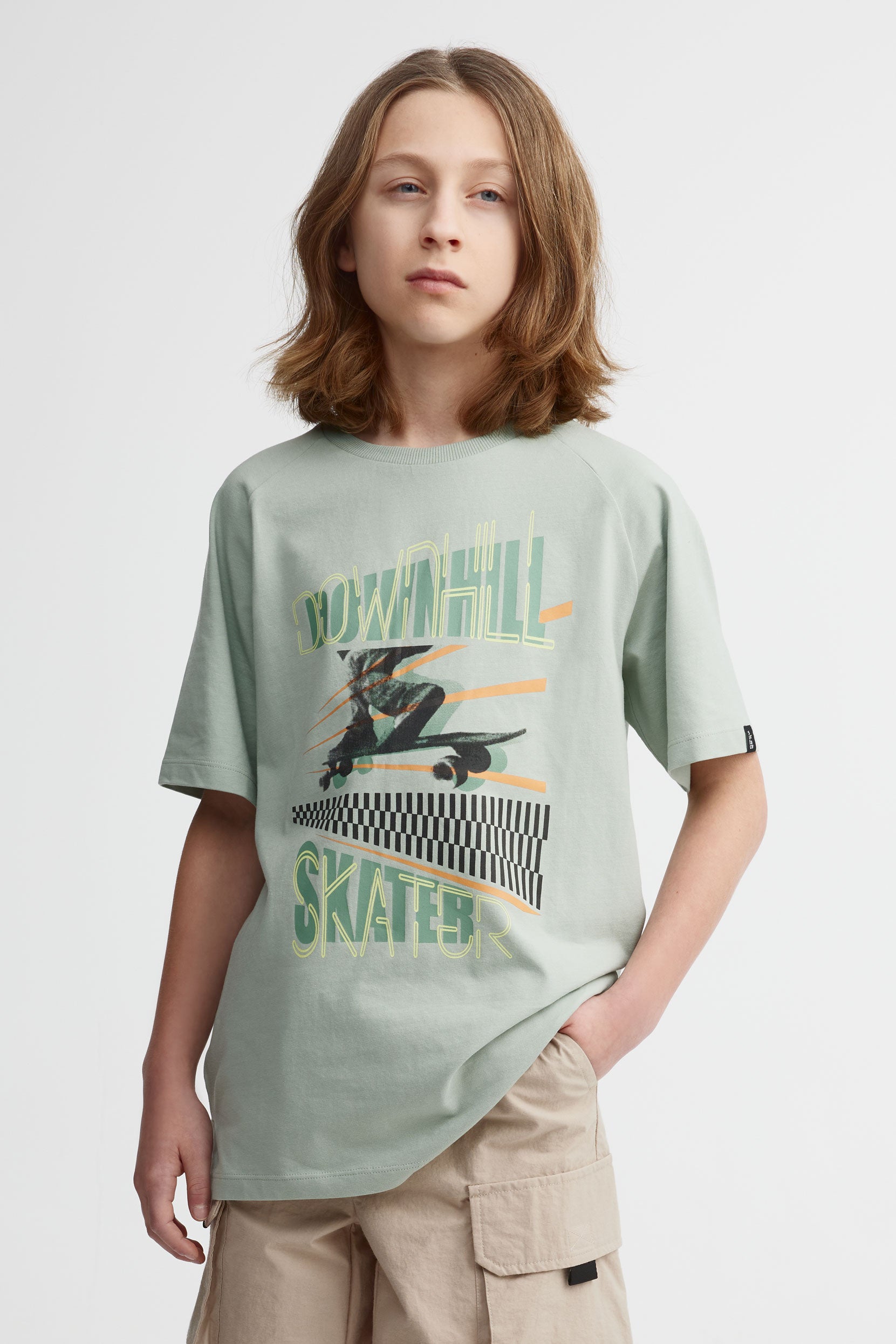 T-shirt col rond coupe surdimensionnée - Ado garçon && VERT