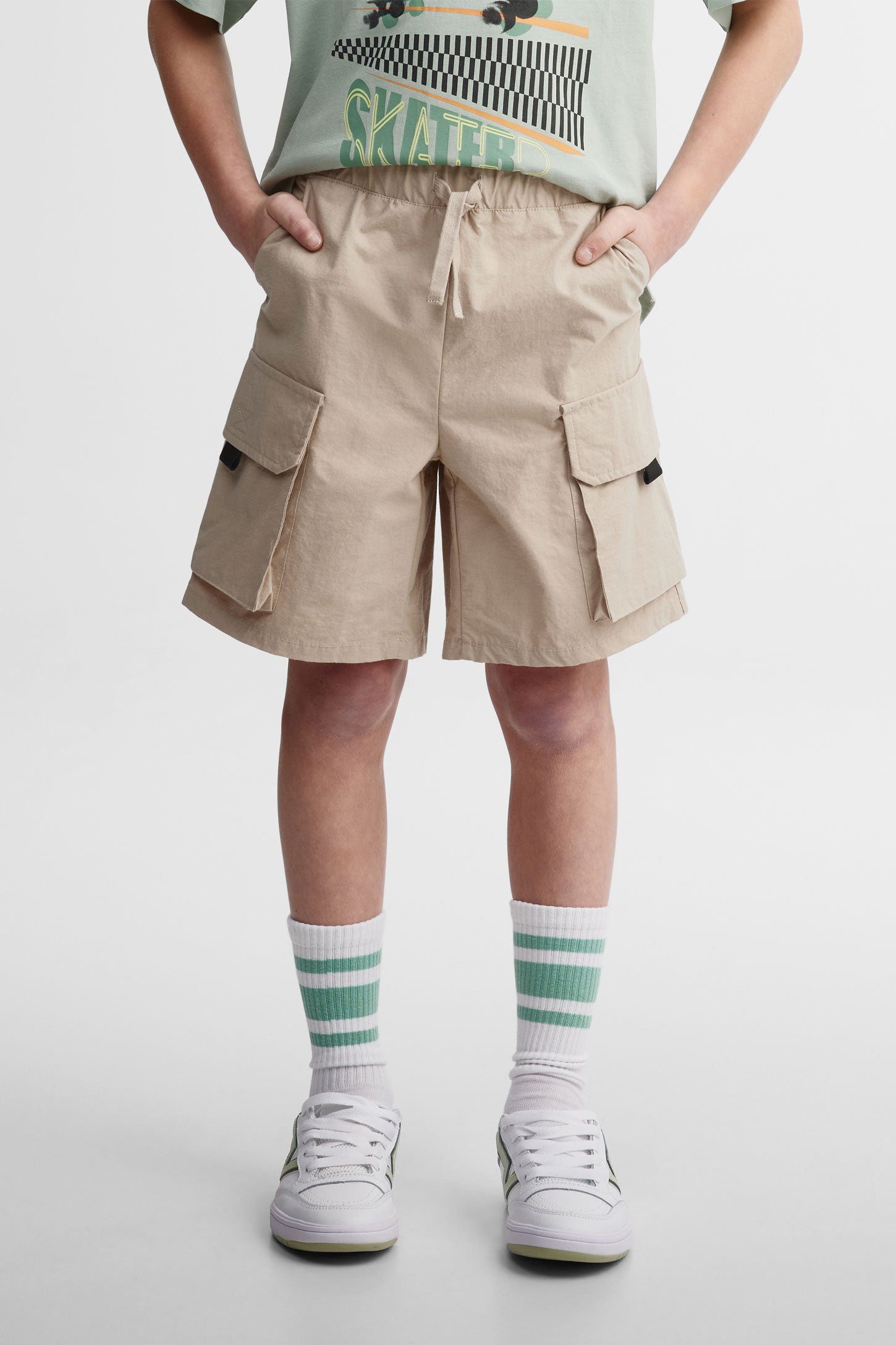 Short cargo taille élastique - Ado garçon && BRUN