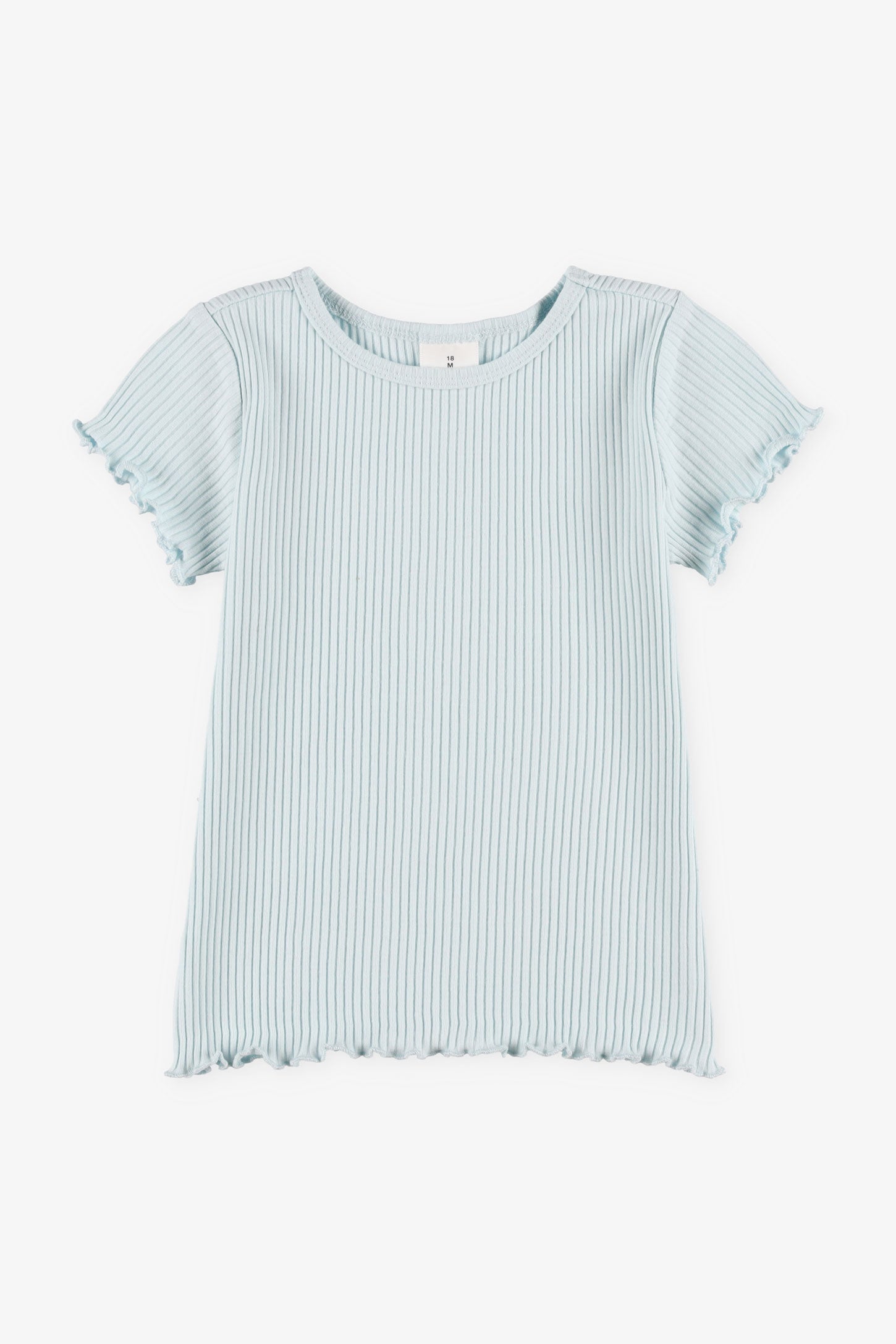T-shirt côtelé finitions laitue - Bébé fille && BLEU