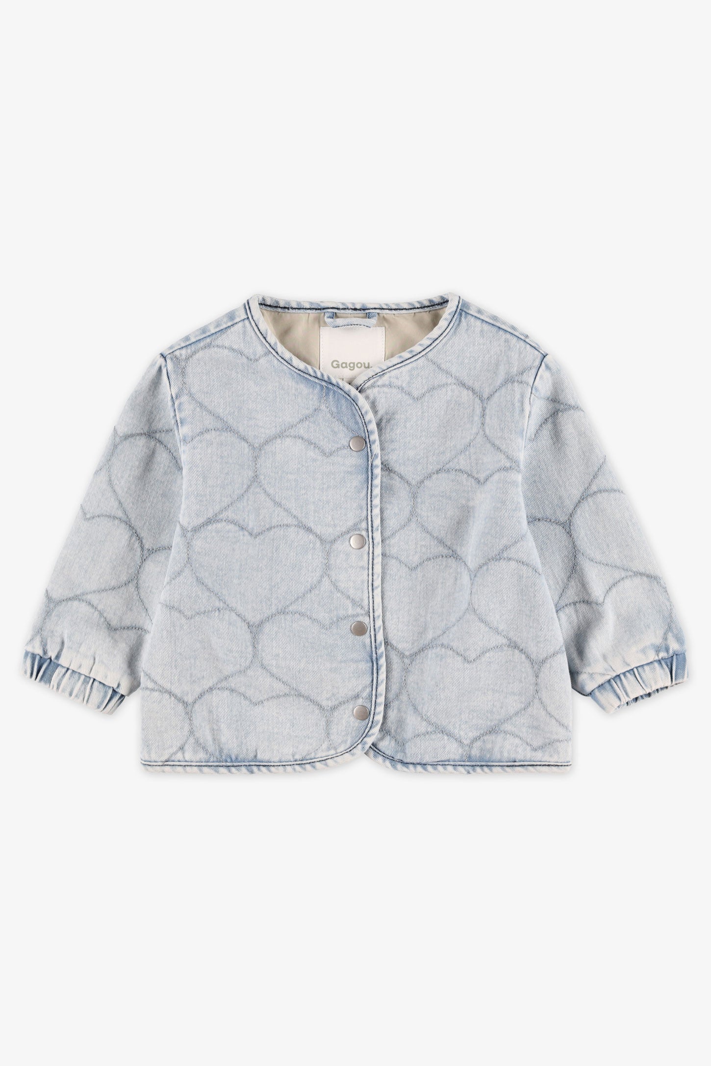Veste en jeans cœurs brodés - Bébé fille && BLEU