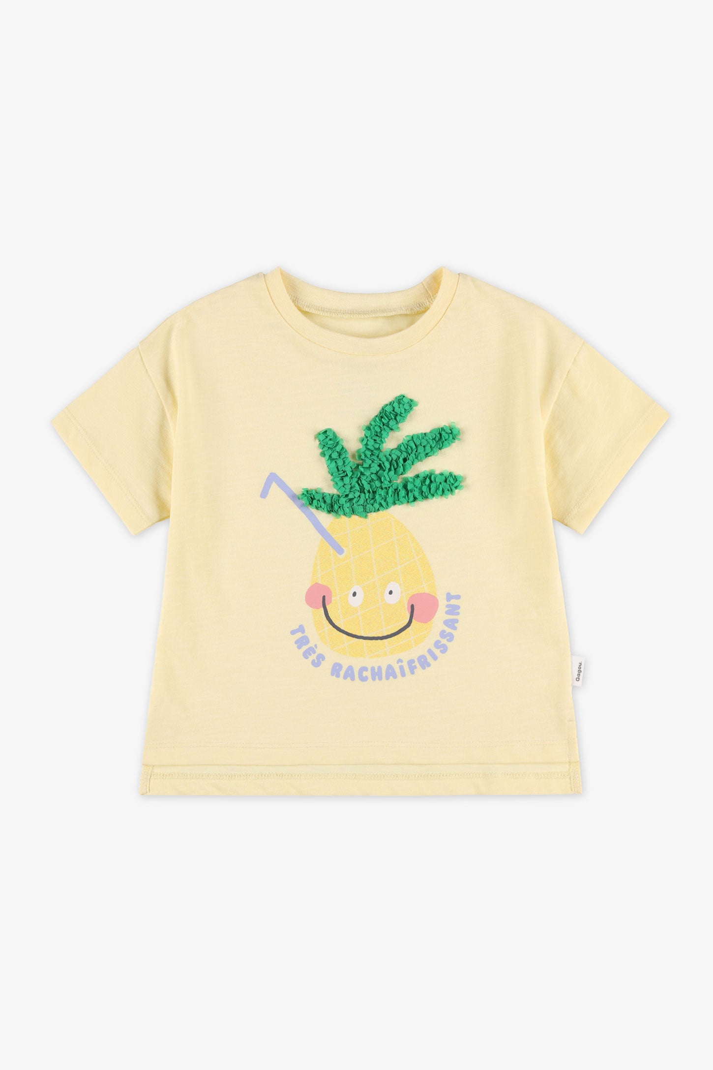 T-shirt col rond imprimé, 2T-3T - Bébé fille && JAUNE