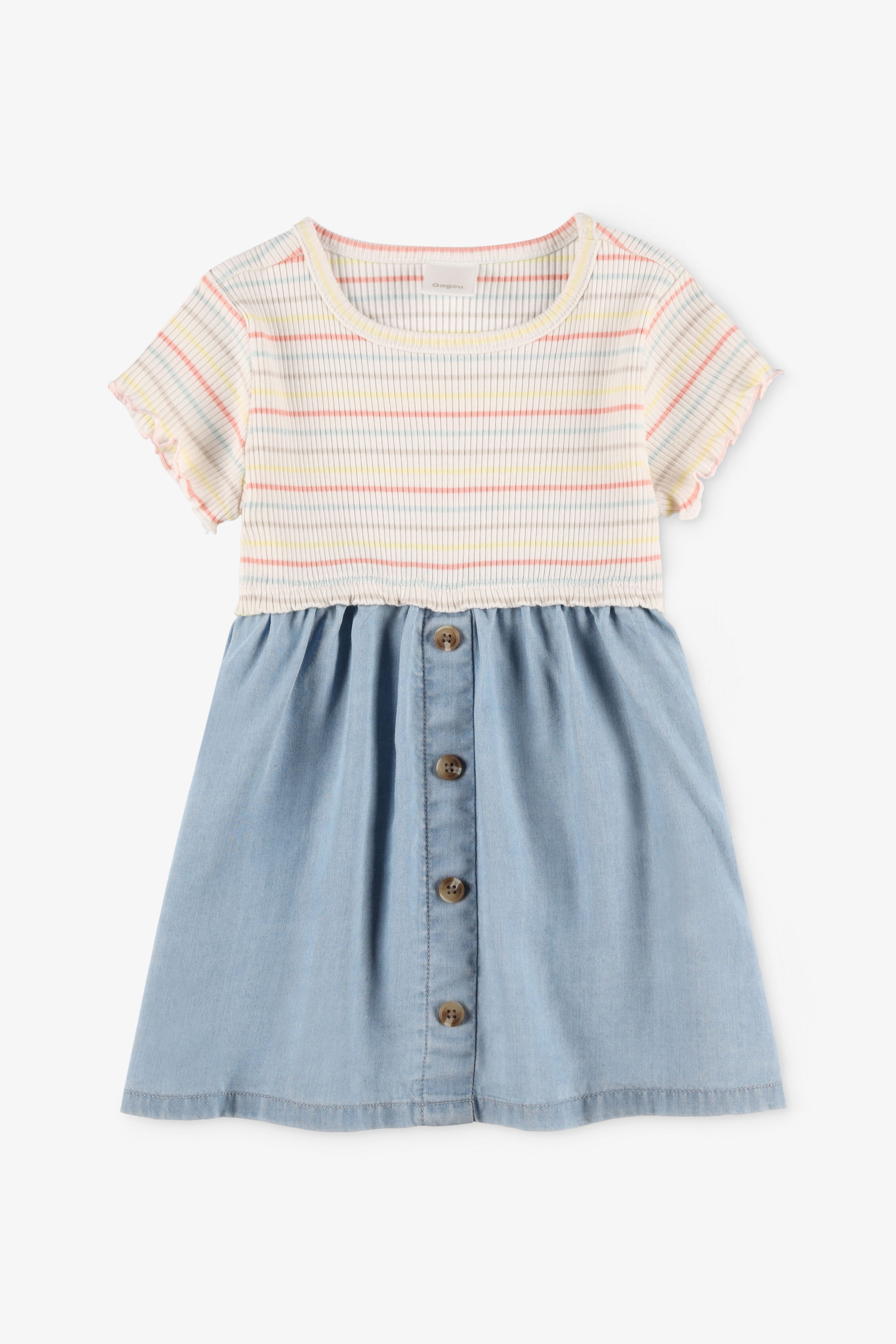 Robe manches courtes lyocell, 2T-3T - Bébé fille && BLANC MULTI